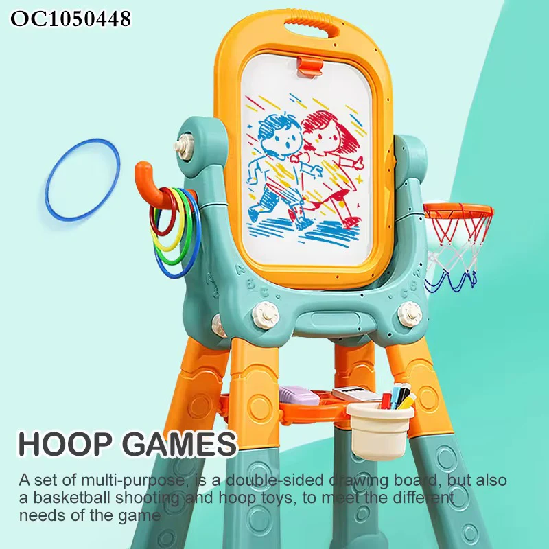 Multifunctional Drawing Board For Kids 3 in 1, Basketball And Ring Toss Game - Image 3