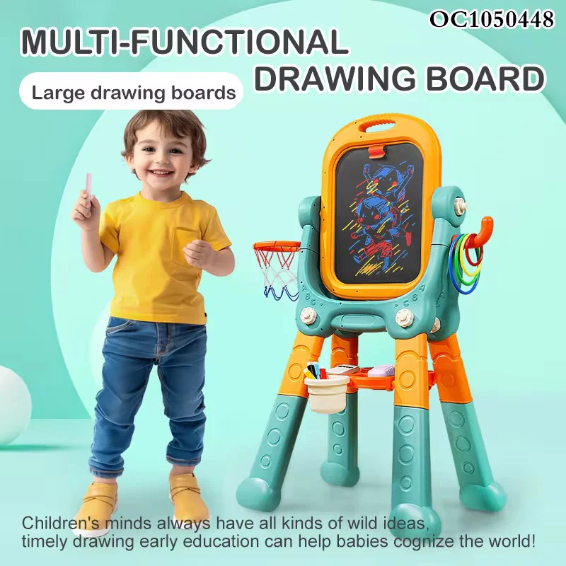 Multifunctional Drawing Board For Kids 3 in 1, Basketball And Ring Toss Game - Image 4