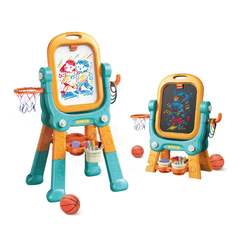 Multifunctional Drawing Board For Kids 3 in 1, Basketball And Ring Toss Game - Image 5