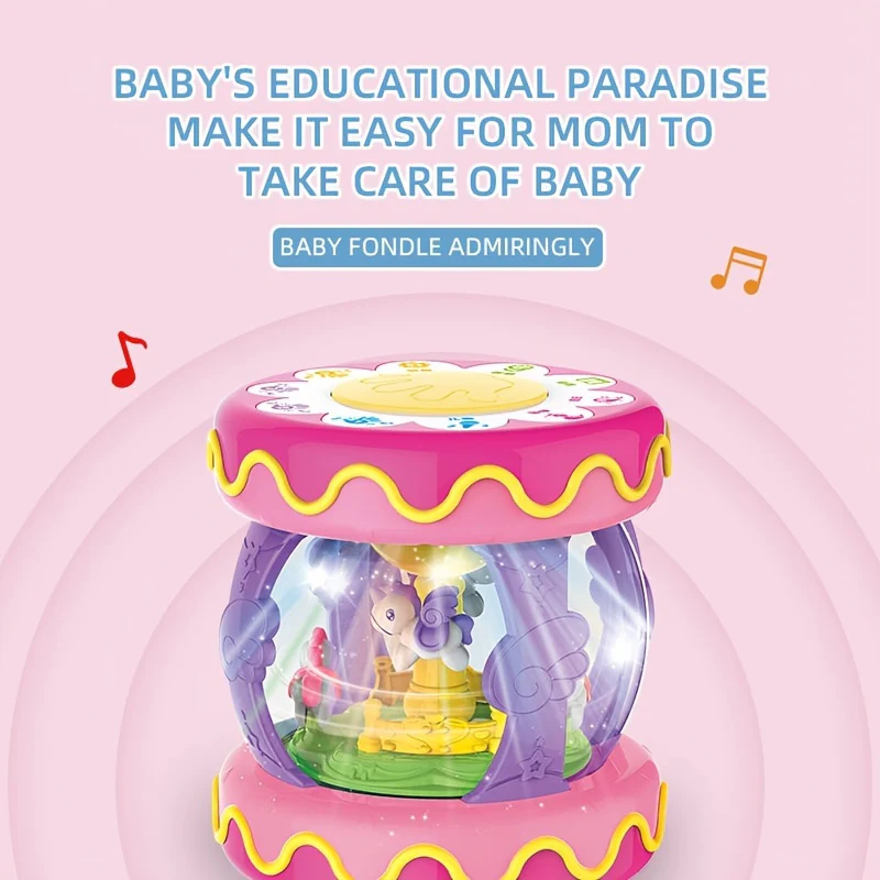 Musical Toy Carousel Hand Drum Instruments Lights up Toy Early Educational Learning Development Toy For Baby And Toddler - Image 2