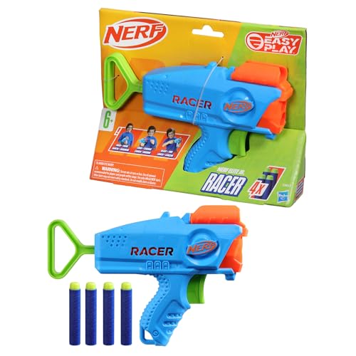 NERF Elite Junior Racer Easy Play Dart Blaster, 4 Nerf Elite Darts, Nerf Blaster Outdoor Toys for 6 Year Old Boys & Girls & Up - Image 3