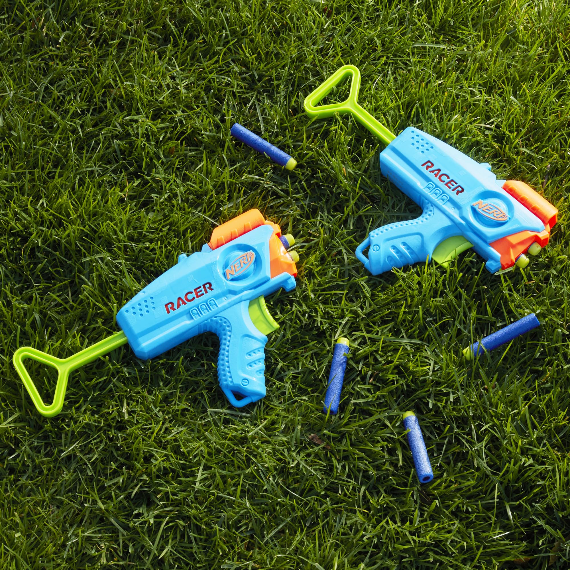 NERF Elite Junior Racer Easy Play Dart Blaster, 4 Nerf Elite Darts, Nerf Blaster Outdoor Toys for 6 Year Old Boys & Girls & Up - Image 9