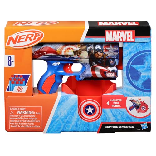 Nerf Marvel Captain America Dart Blaster, 10 Elite Darts, Holster, Toy Foam Blasters for 8 Year Old Boys & Girls & Up - Image 5