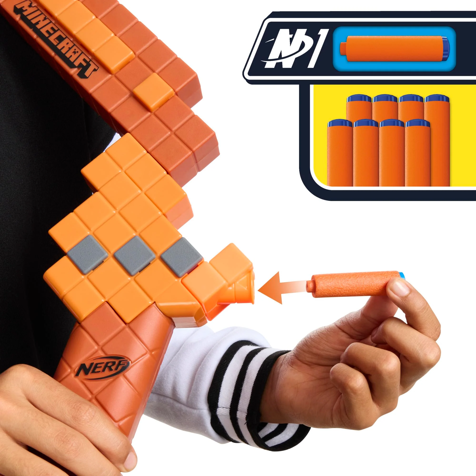 Nerf Minecraft Bow Dart Blaster, Pull-Back String Priming, 8 Nerf N1 Compatible Only with N1 Dart Blasters, Ages 8+ - Image 10