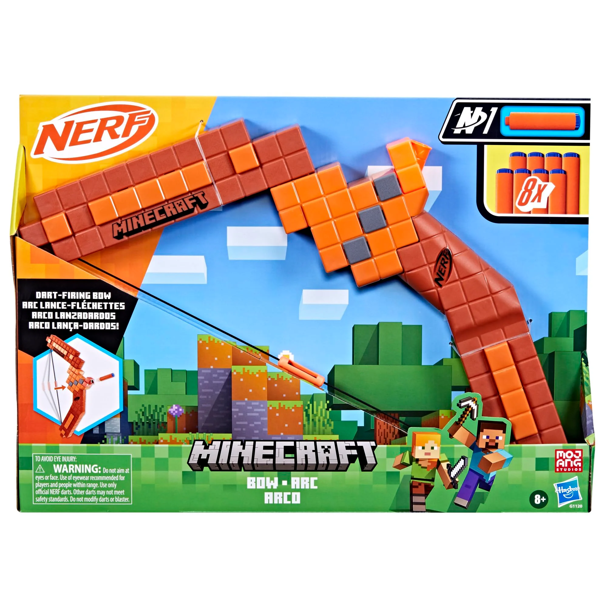 Nerf Minecraft Bow Dart Blaster, Pull-Back String Priming, 8 Nerf N1 Compatible Only with N1 Dart Blasters, Ages 8+ - Image 11