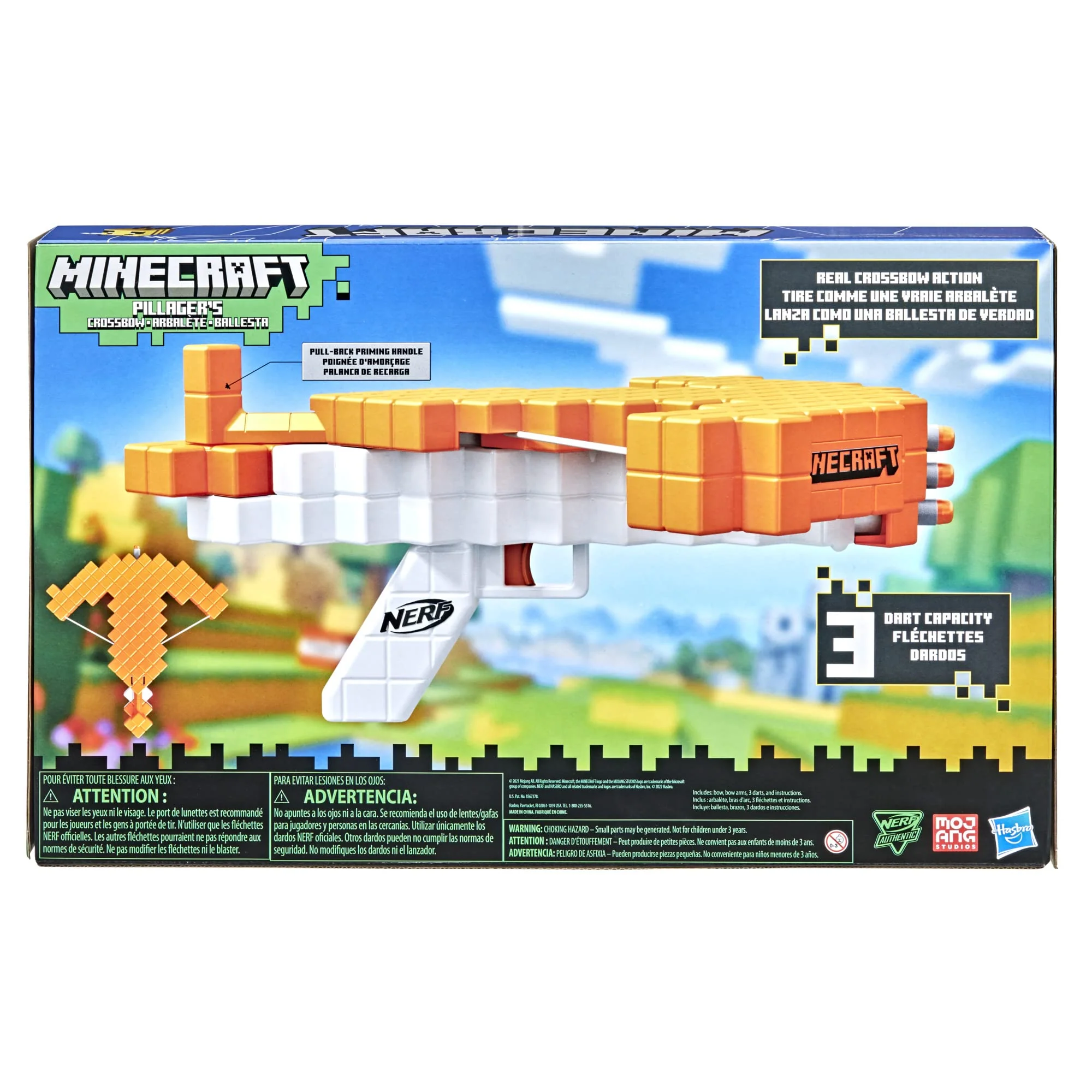 Nerf Minecraft Pillager's Crossbow, Dart-Blasting Crossbow, Includes 3 Elite Darts, Real Crossbow Action, Pull-Back Priming Handle - Image 2
