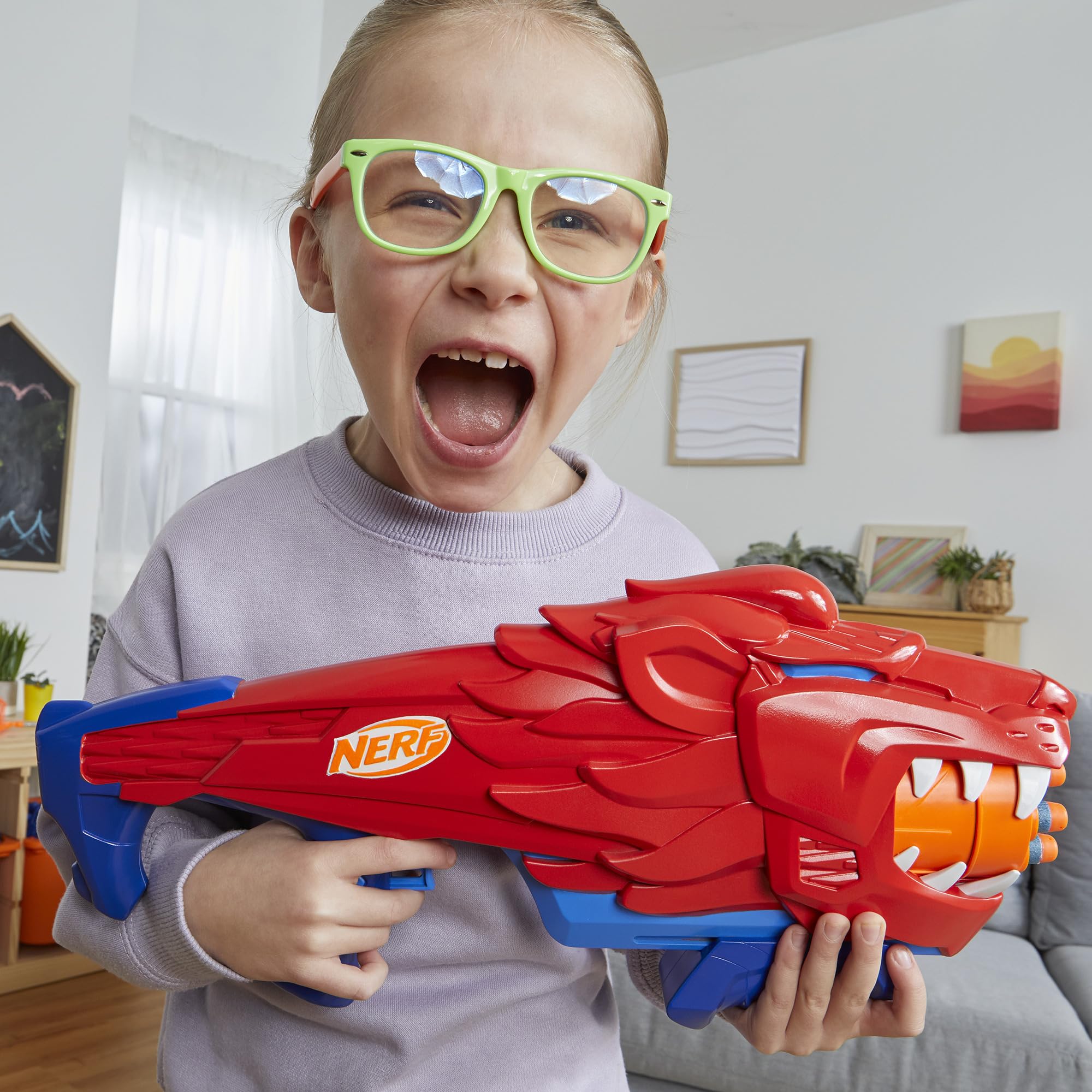 NERF Wild Lionfury, Easy Play Dart Blaster, 16 Nerf Elite Darts, Nerf Blaster Lion Toys for 6 Year Old Boys & Girls & Up, Outdoor Toys - Image 10