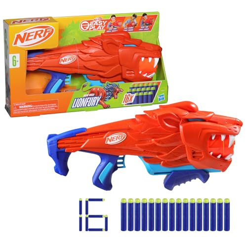 NERF Wild Lionfury, Easy Play Dart Blaster, 16 Nerf Elite Darts, Nerf Blaster Lion Toys for 6 Year Old Boys & Girls & Up, Outdoor Toys - Image 4