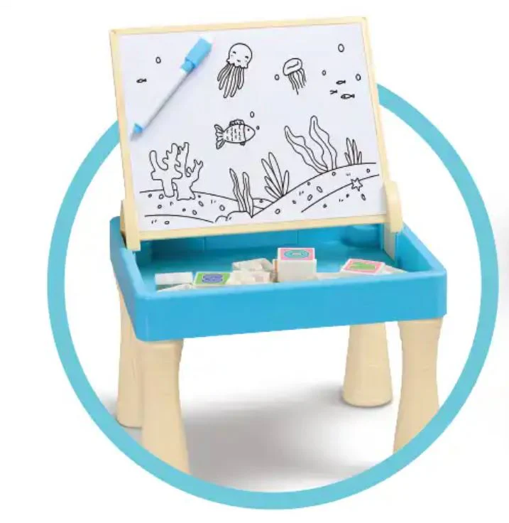 Ocean Cartoon Blocks Puzzle Board Table Kids Building Block Table With Drawing Board Toy Set - Image 2
