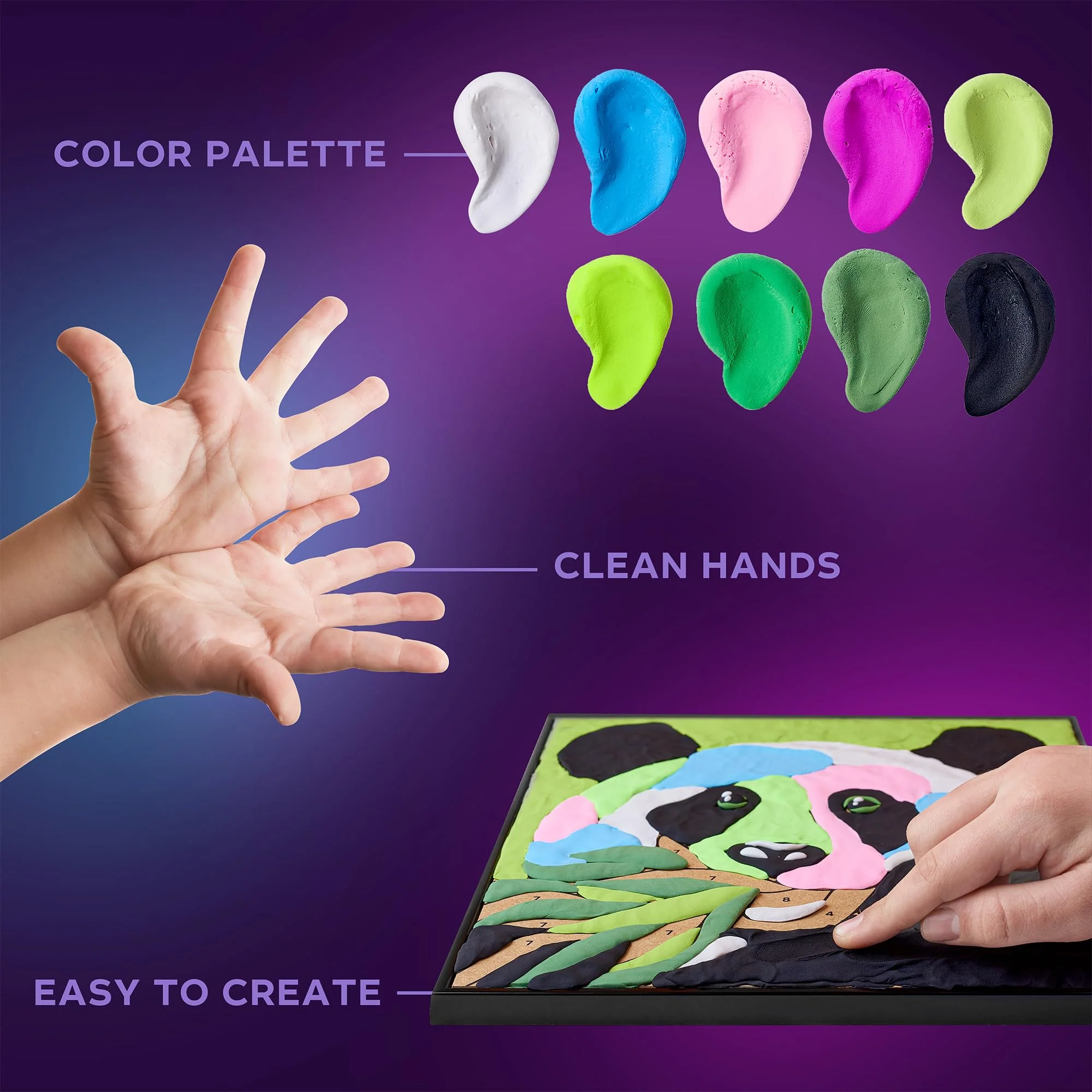 OKTO Air Dry Clay Paint by Numbers With Panda Kids Art Set Paint by Number for Ages 5+ - Image 5
