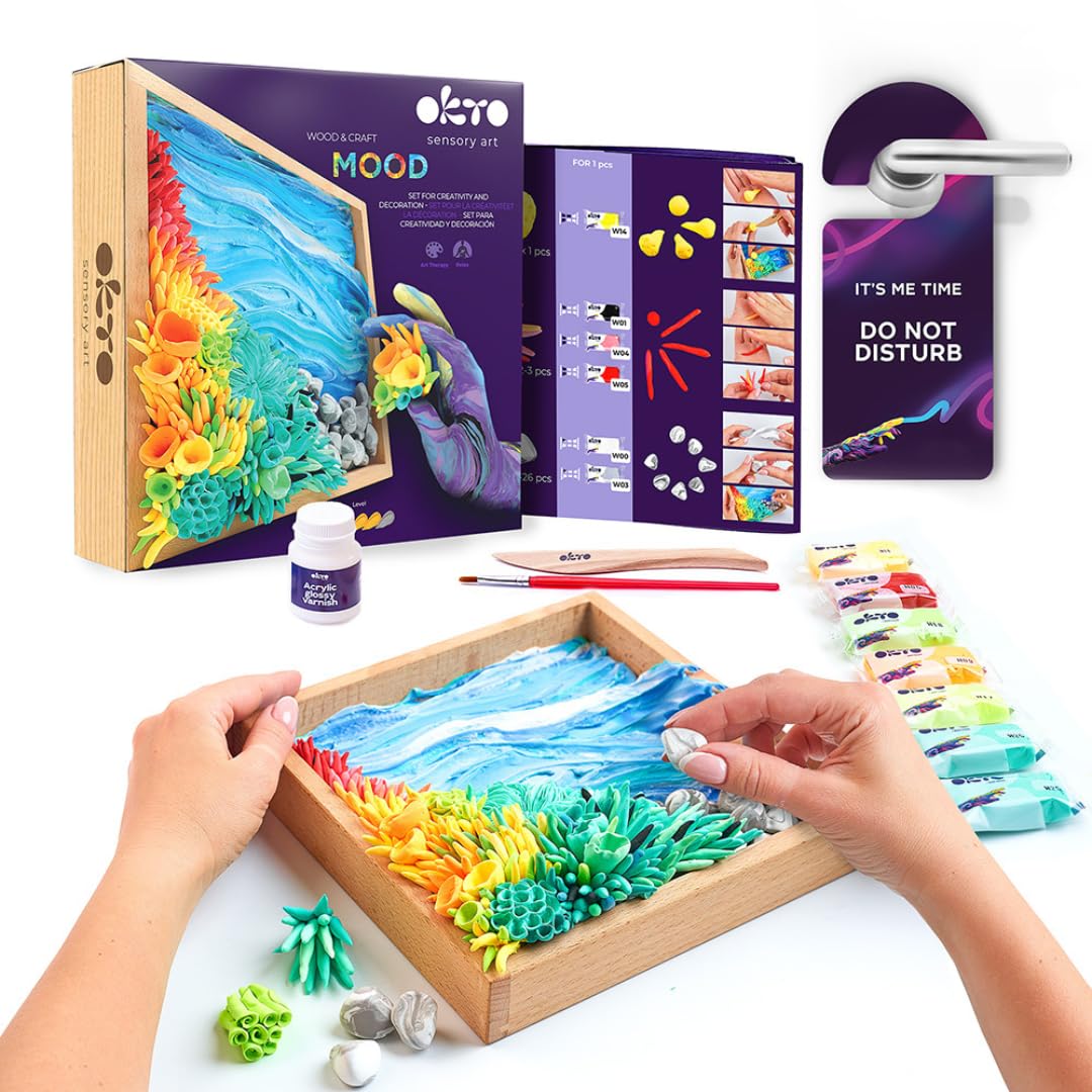 OKTO Art Kit Ocean Calm | Succulents Art Set 3D for Home Wall Decor | Craft Kits for Adults and Teen | Craft Box with Modeling Clay for Succulents | Hobby Kits Succulent DIY Kits