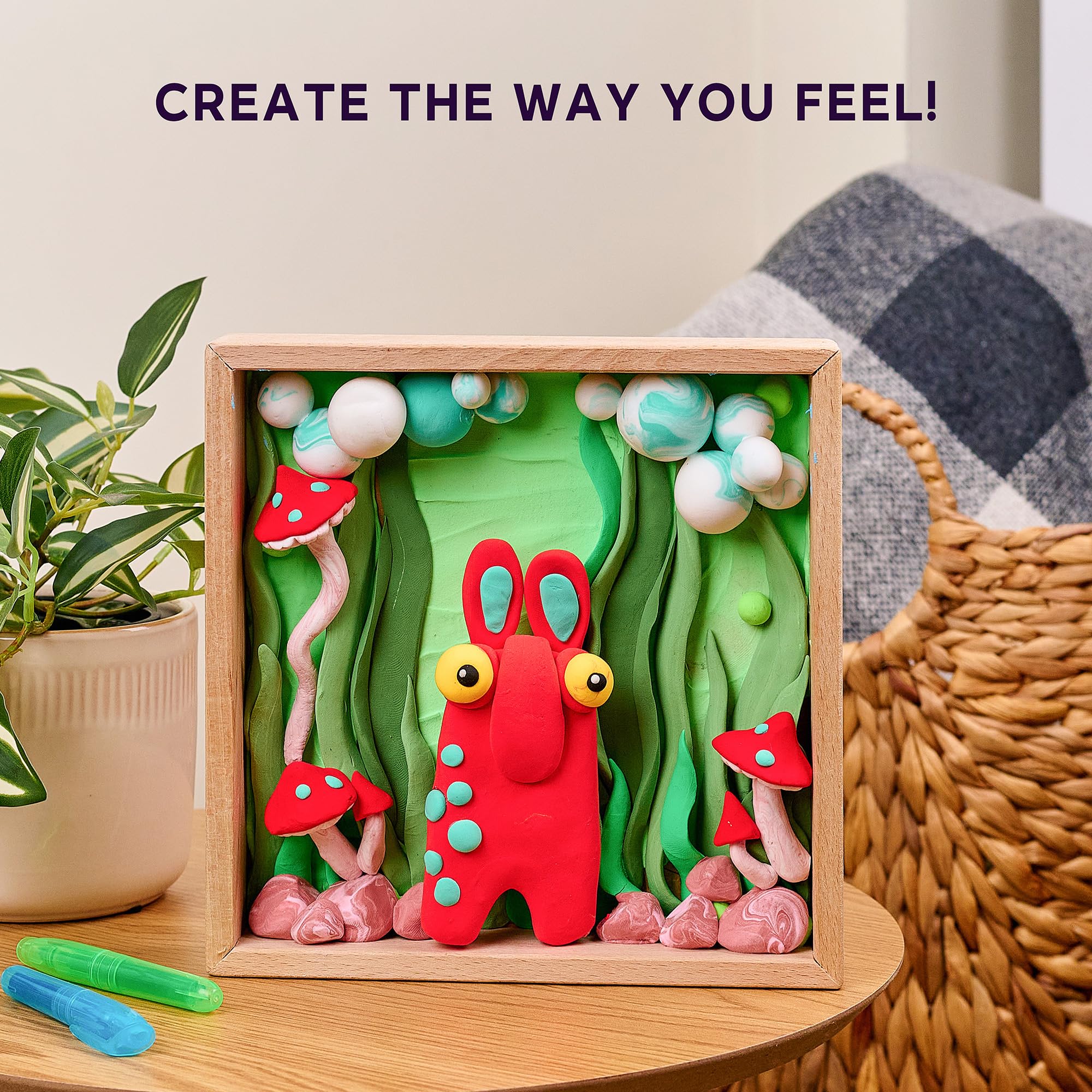 Okto Little Worlds “Mommy Troll”  3D Shadow-Box Art Kit (~8.3″ Sq, ~2″ Deep), Foam Air-Dry Modeling Clay , Home Wall Decor DIY,  Adults & Teens, Ages 8+, Tool & Guide Included - Image 4