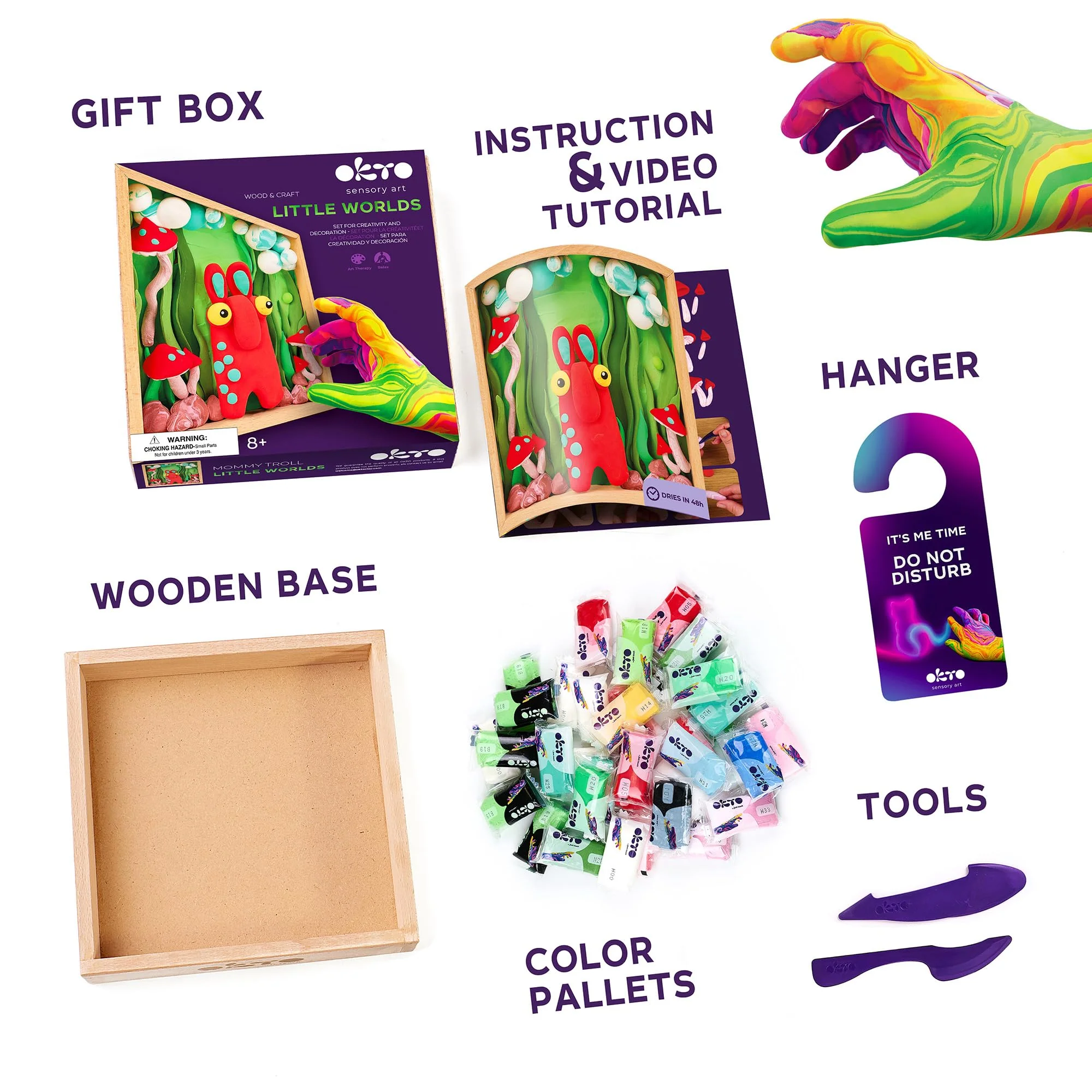 Okto Little Worlds “Mommy Troll”  3D Shadow-Box Art Kit (~8.3″ Sq, ~2″ Deep), Foam Air-Dry Modeling Clay , Home Wall Decor DIY,  Adults & Teens, Ages 8+, Tool & Guide Included - Image 8