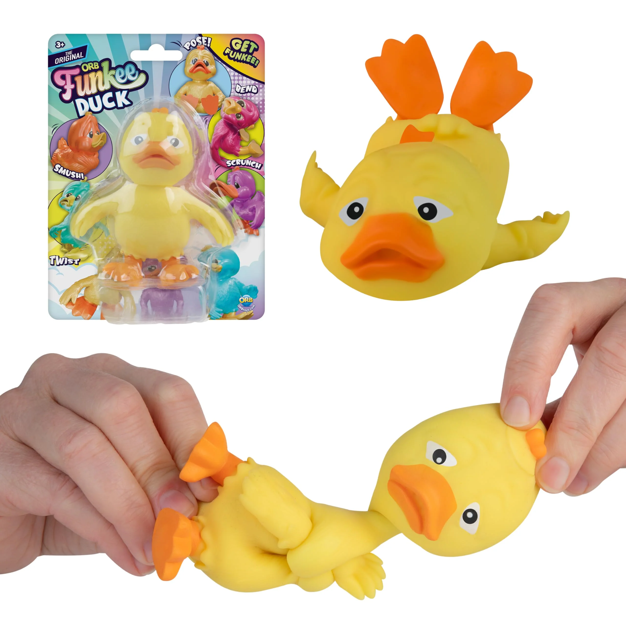 ORB Funkee Animalz Mega Squishy Duck Adorable, Funny, Stretchy, and Squishy Toy Ducks, Perfect for Stress Relief - Original Collectible Funkee Monkee Animal Fidget Toys for Kids and Adults, Color Variation, 1 Pack Per Order - Image 2