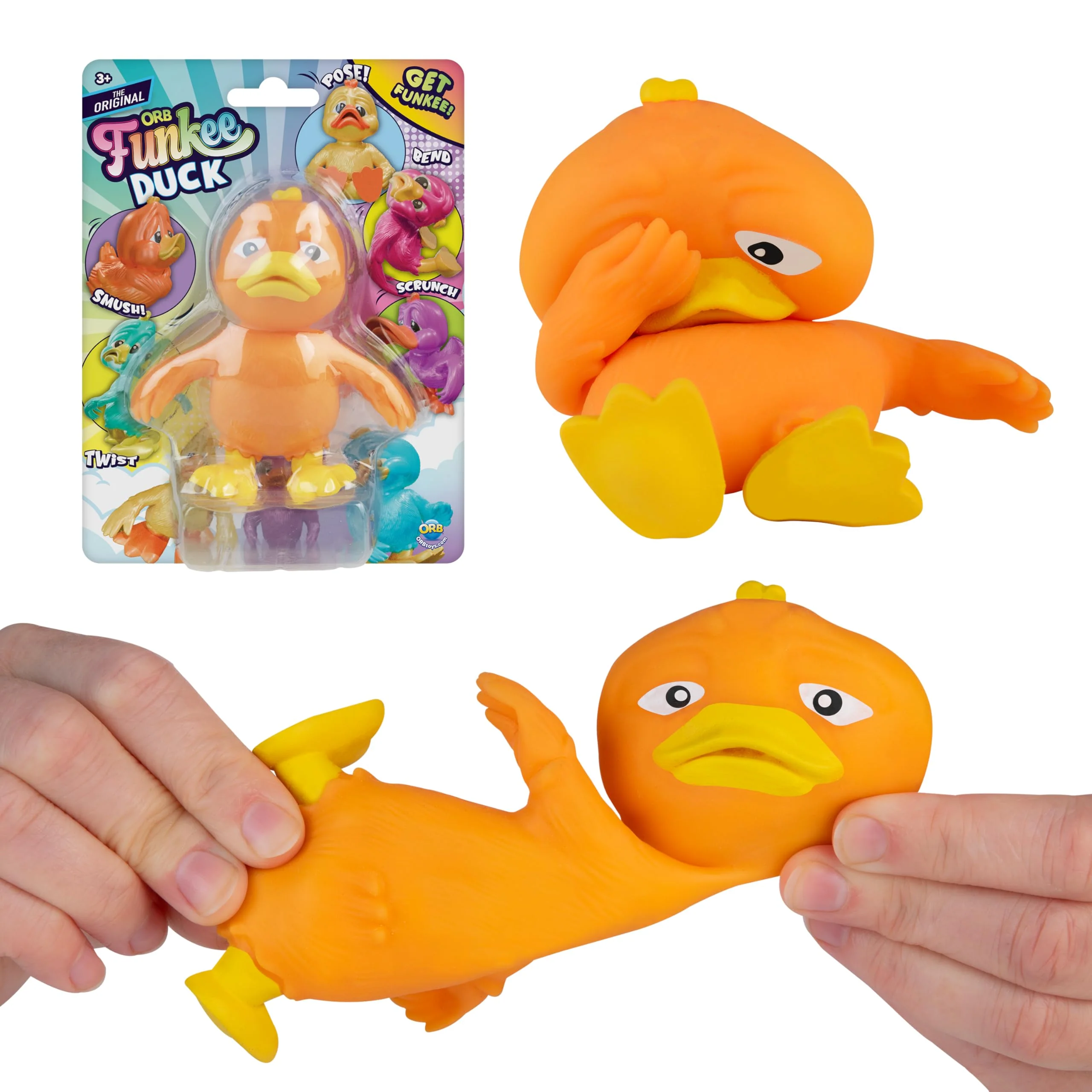 ORB Funkee Animalz Mega Squishy Duck Adorable, Funny, Stretchy, and Squishy Toy Ducks, Perfect for Stress Relief - Original Collectible Funkee Monkee Animal Fidget Toys for Kids and Adults, Color Variation, 1 Pack Per Order - Image 4