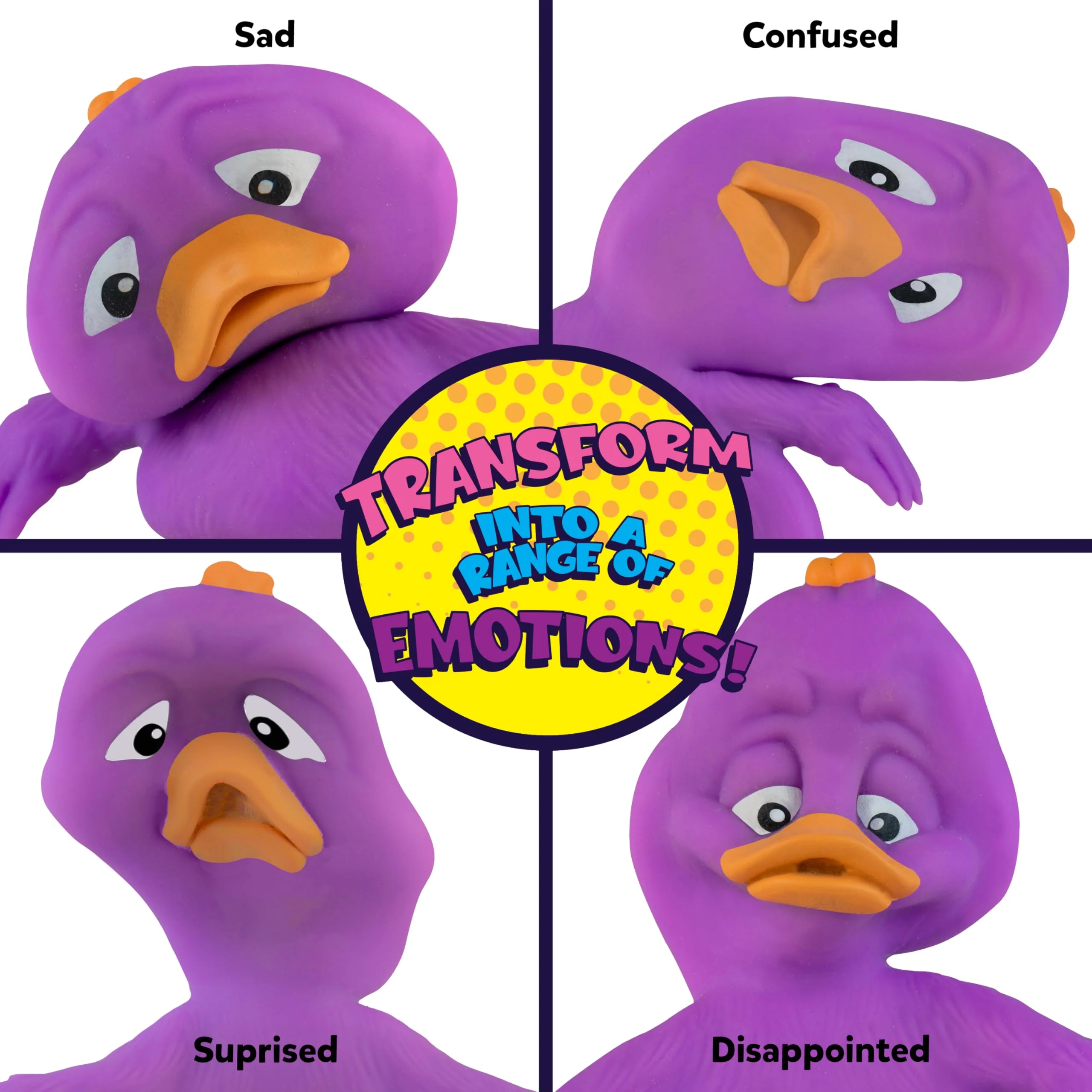 ORB Funkee Animalz Mega Squishy Duck Adorable, Funny, Stretchy, and Squishy Toy Ducks, Perfect for Stress Relief - Original Collectible Funkee Monkee Animal Fidget Toys for Kids and Adults, Color Variation, 1 Pack Per Order - Image 5