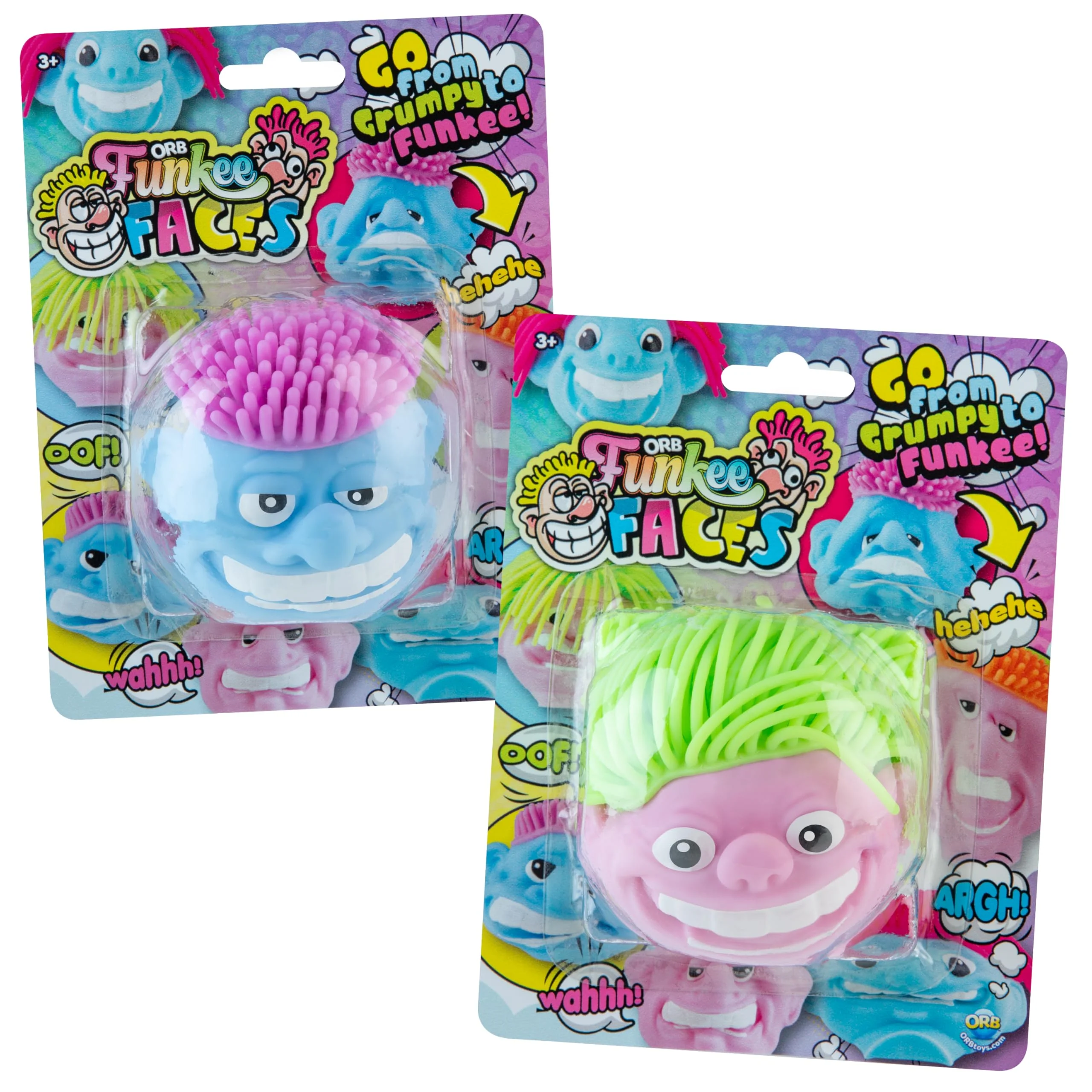 ORB Funkee Monkee Squishy Hairdo Faces, Funkee Faces, Funny Human Head Toys and Stress Balls - Squeeze, Stretch to Make Your Own Silly Faces - Fidget Toys and Gifts for Kids and Adults, Style Variation, 1 Pack Per Order