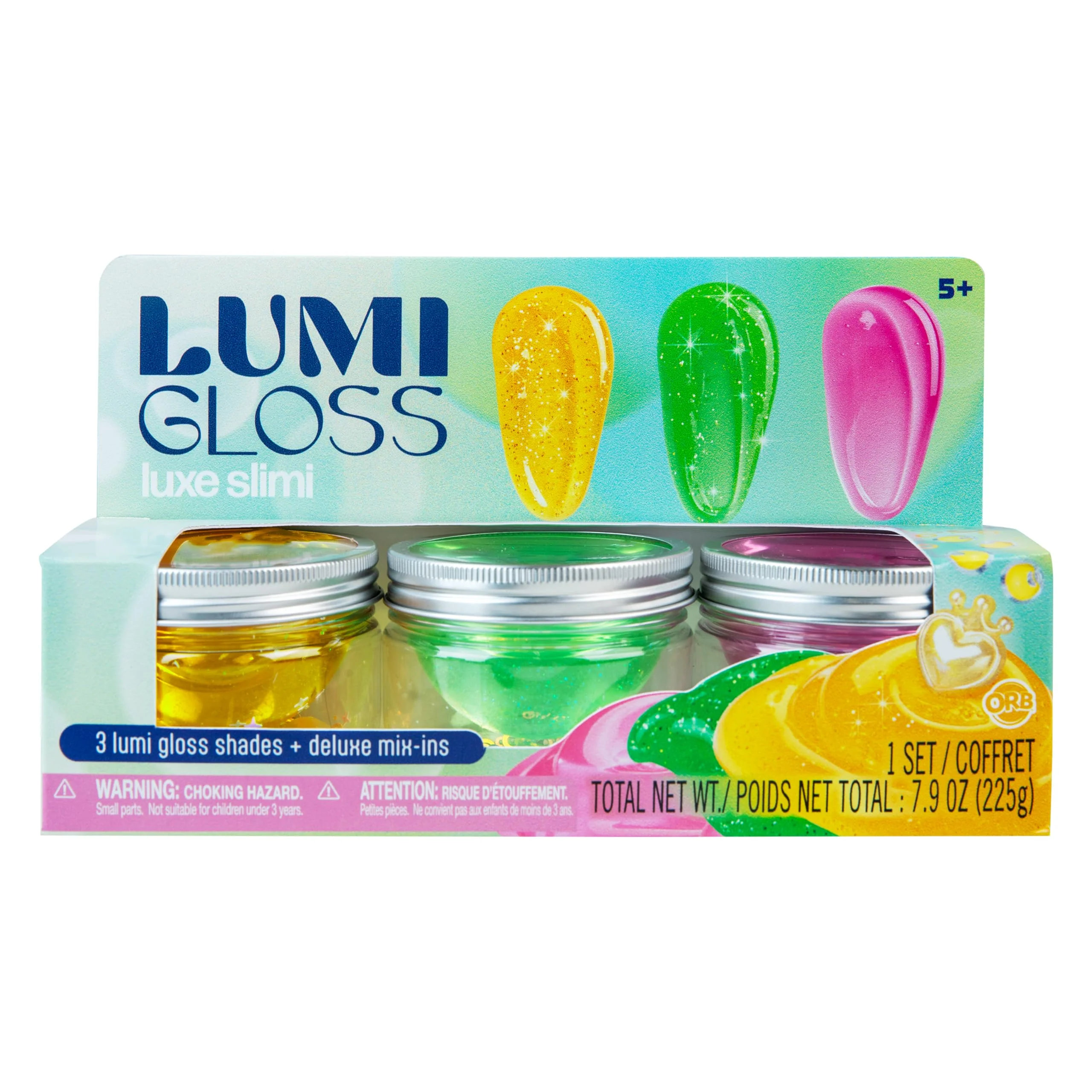 ORB Lumi Gloss Deluxe Slime Kit 3 Pack - Vibrant, Glossy and Smooth Makeup Themed Slime For Kids with Mix - Ins - Citrine Sparkle, Rose Essence, Emerald Glimmer - Fun Resealable Party Favors and Gifts - Image 2