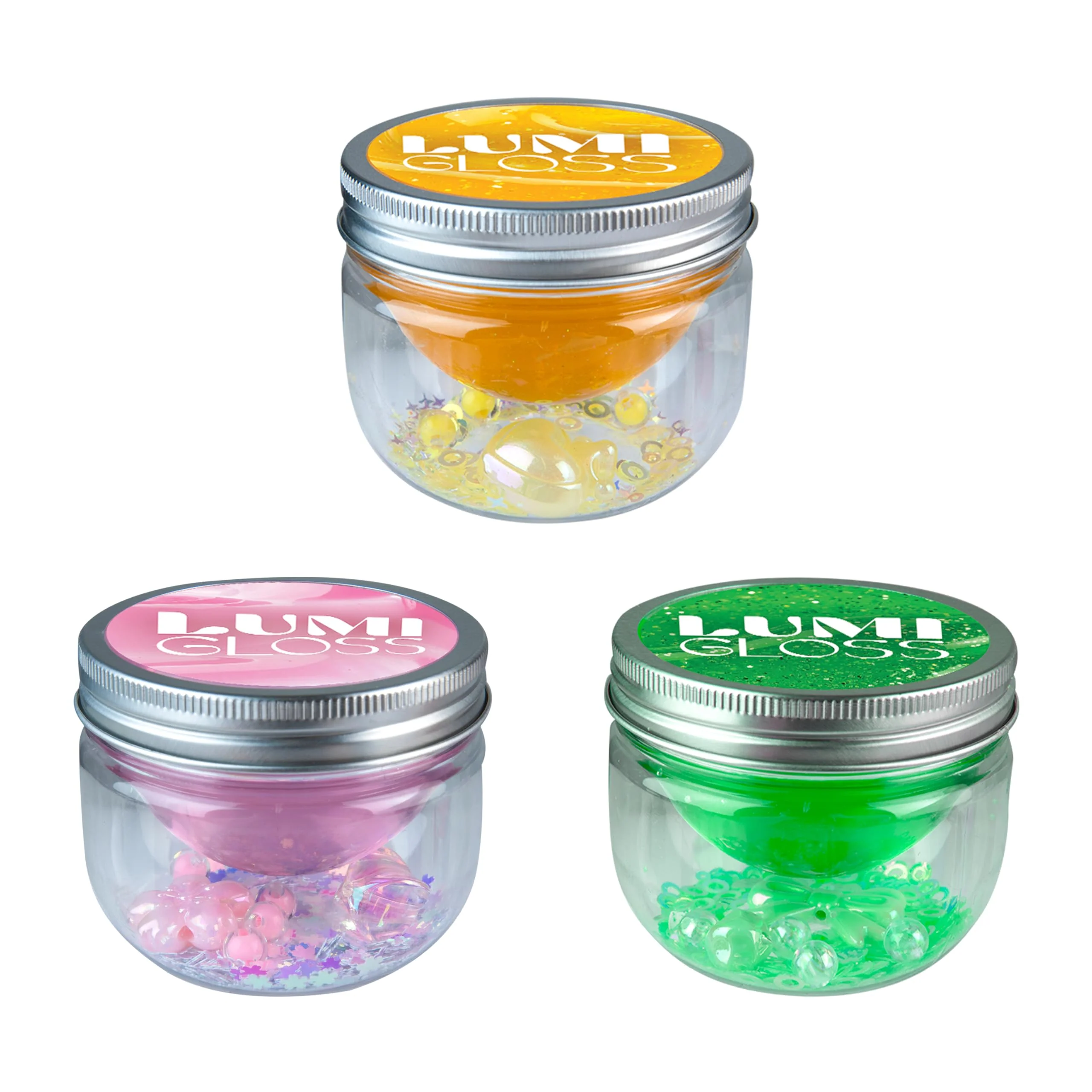 ORB Lumi Gloss Deluxe Slime Kit 3 Pack - Vibrant, Glossy and Smooth Makeup Themed Slime For Kids with Mix - Ins - Citrine Sparkle, Rose Essence, Emerald Glimmer - Fun Resealable Party Favors and Gifts - Image 3