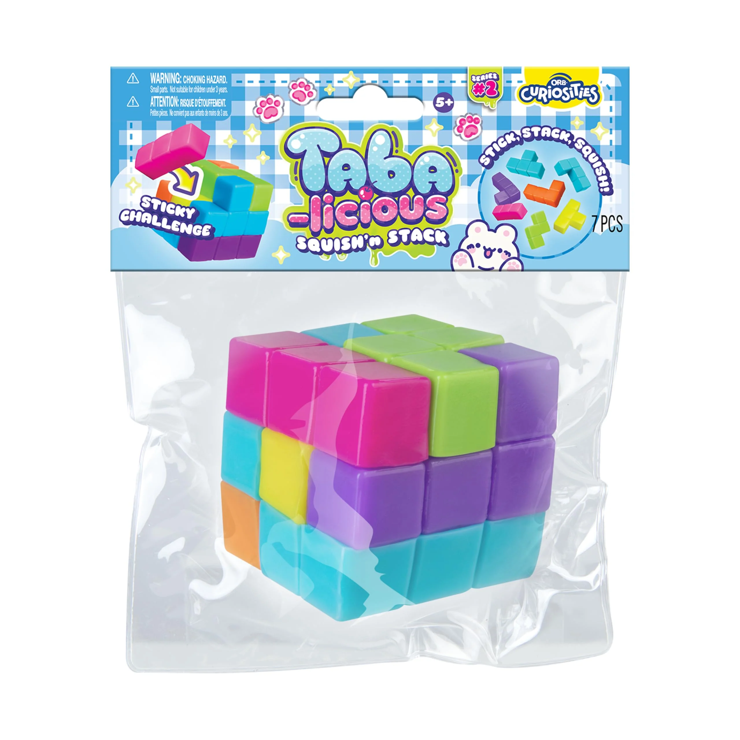 ORB Tabalicious Squish N' Stack Puzzle Cube Squishy Toy - Fun, Cute, TABA Squishies Puzzle Cube with 7 Pull Apart Shapes - Squishy Stress Ball Toys - Kawaii Sensory Fidget Toys for Kids and Adults - Image 2