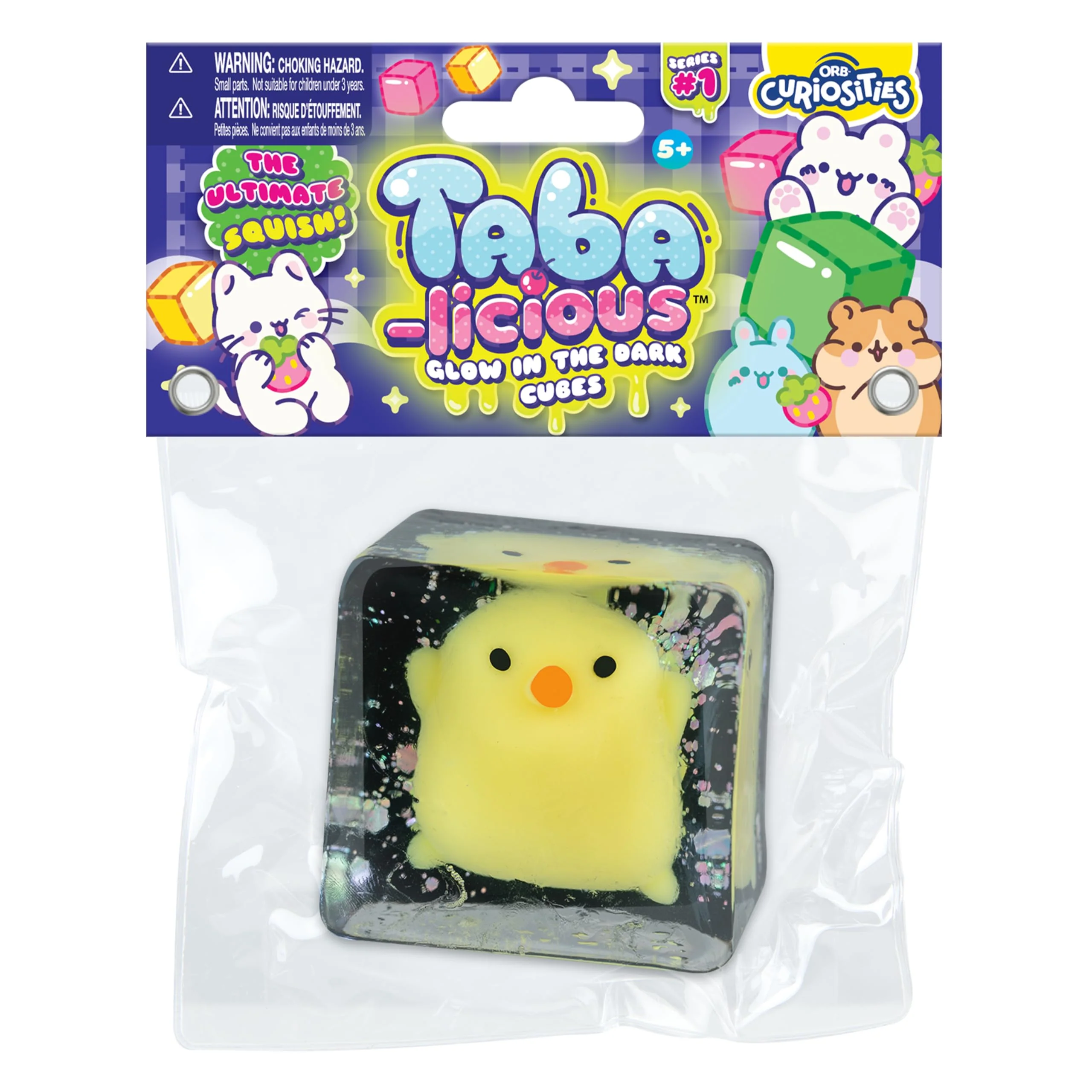 ORB Tabalicious TABA Squishy Glow in the Dark Yellow Chick Stress Cube Toy - Soft, Sticky, Glowing TABA Squishy Animal Stress Cubes - Fun Stress Ball Squishies - Kawaii Fidget Toys for Kids and Adults - Image 2