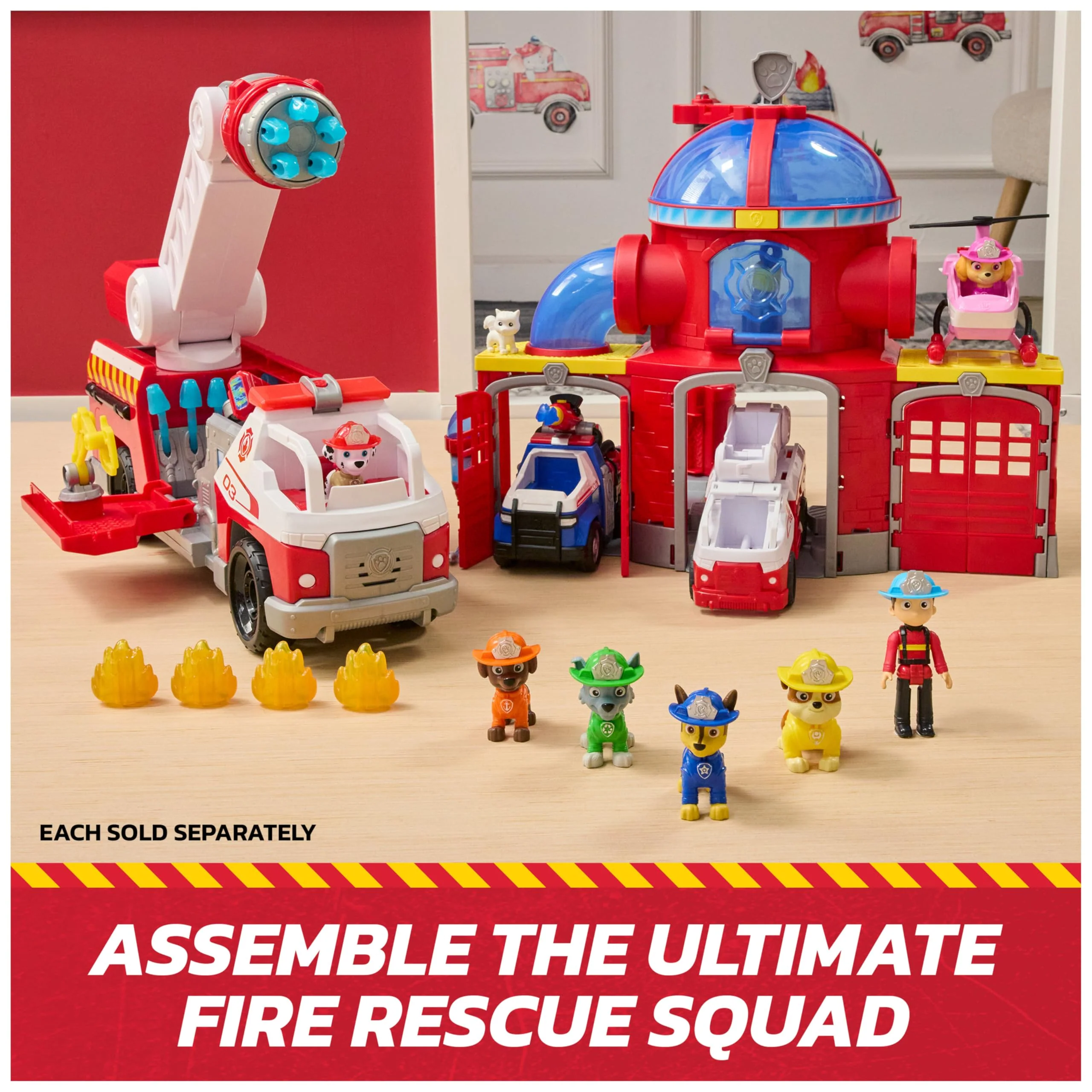 Paw Patrol - Fire Rescue Fire Station - Marcus Car Figure - Sound & Light Effects - Kids Toy - Ages 3+ - Image 6