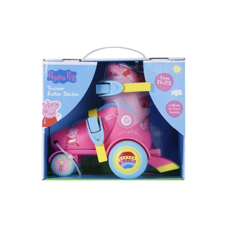 Peppa Pig Kids Adjustable Trainer Roller Skates, Size J9-J12