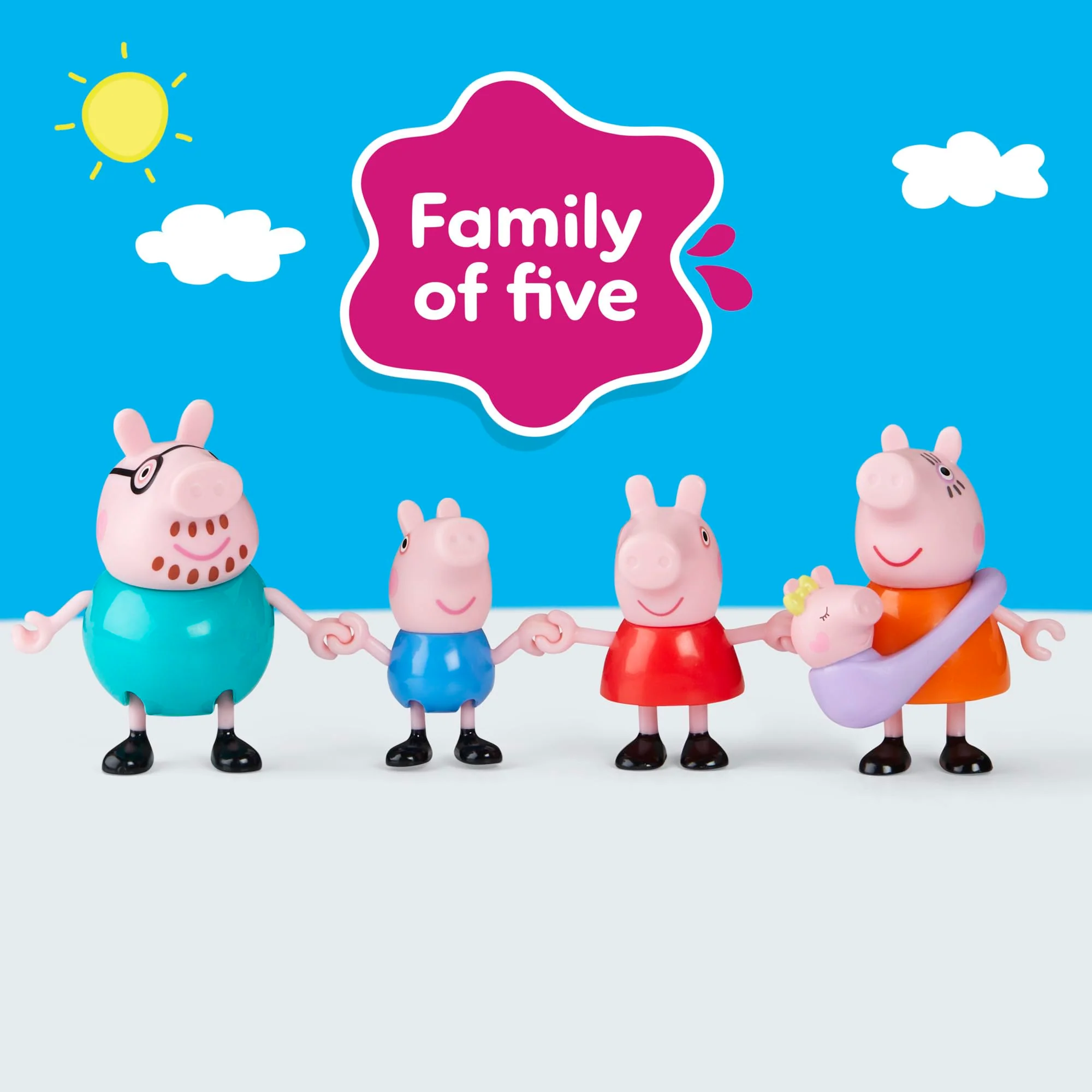 PEPPA PIG Peppa's Family of Five with Baby Evie, Poseable Figures Hold Hands, Preschool Toys for Girls and Boys 3 and Up - Image 9