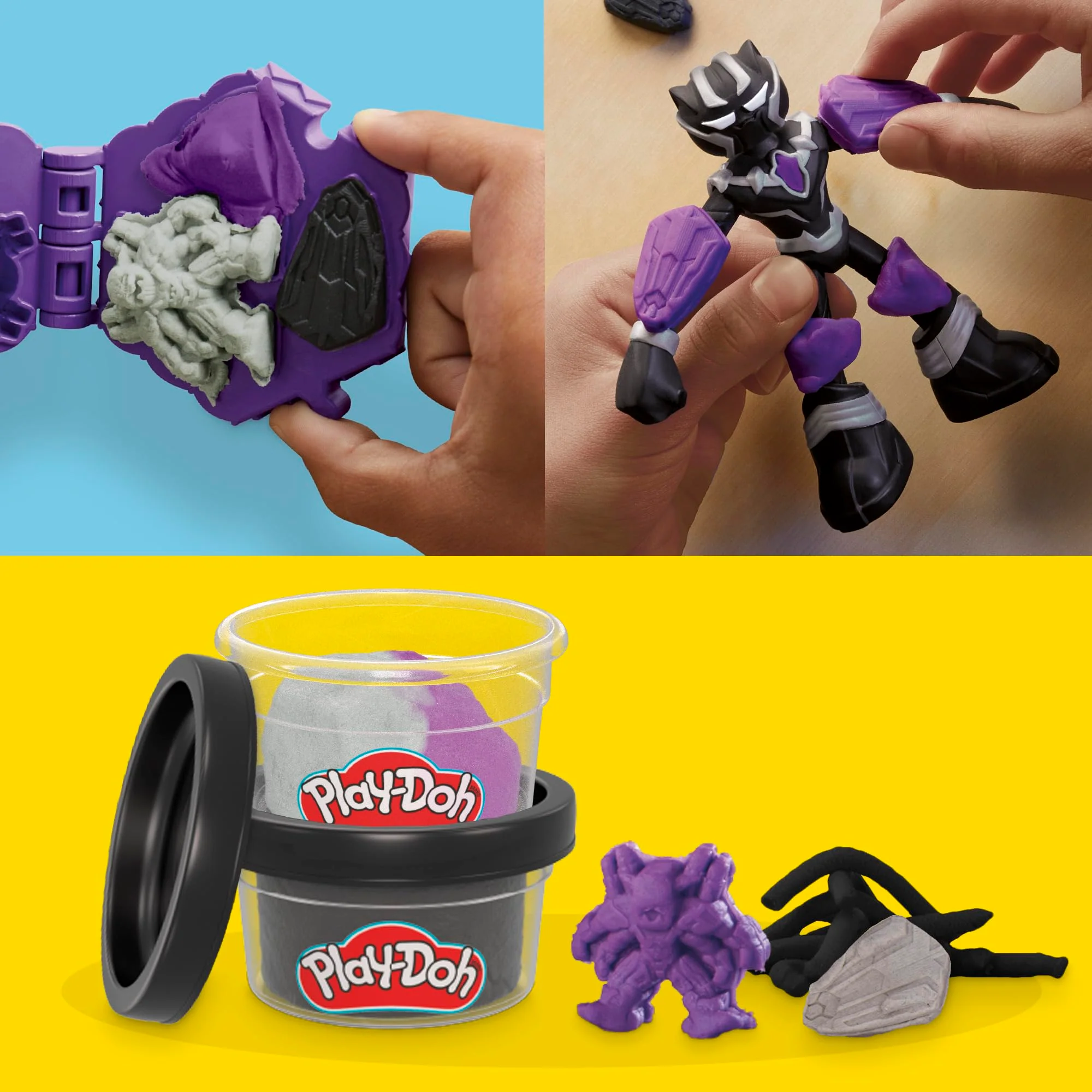 Play-Doh Marvel Black Panther Cutting Claws with Bendy Action Figure, Imagination Toys for 4 Year Old Boys and Girls and Up - Image 4