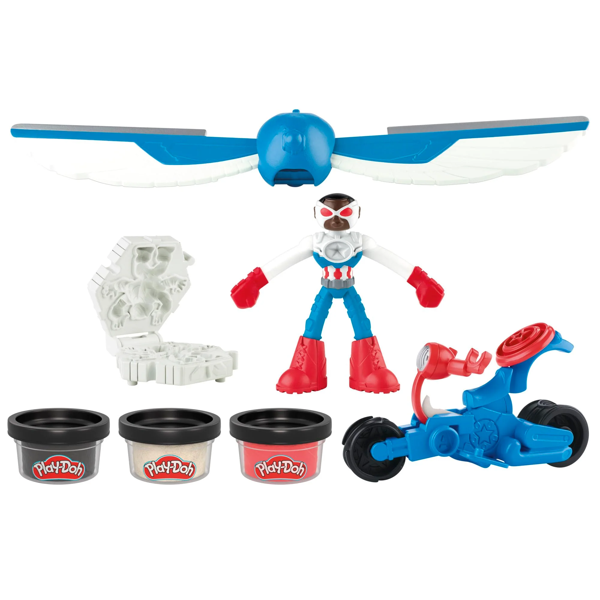 Play-Doh Marvel Captain America Moto-Slicer Playset with Bendy Action Figure, 3 Accessories, Imagination Toys for Kids 4 Years & Up - Image 3