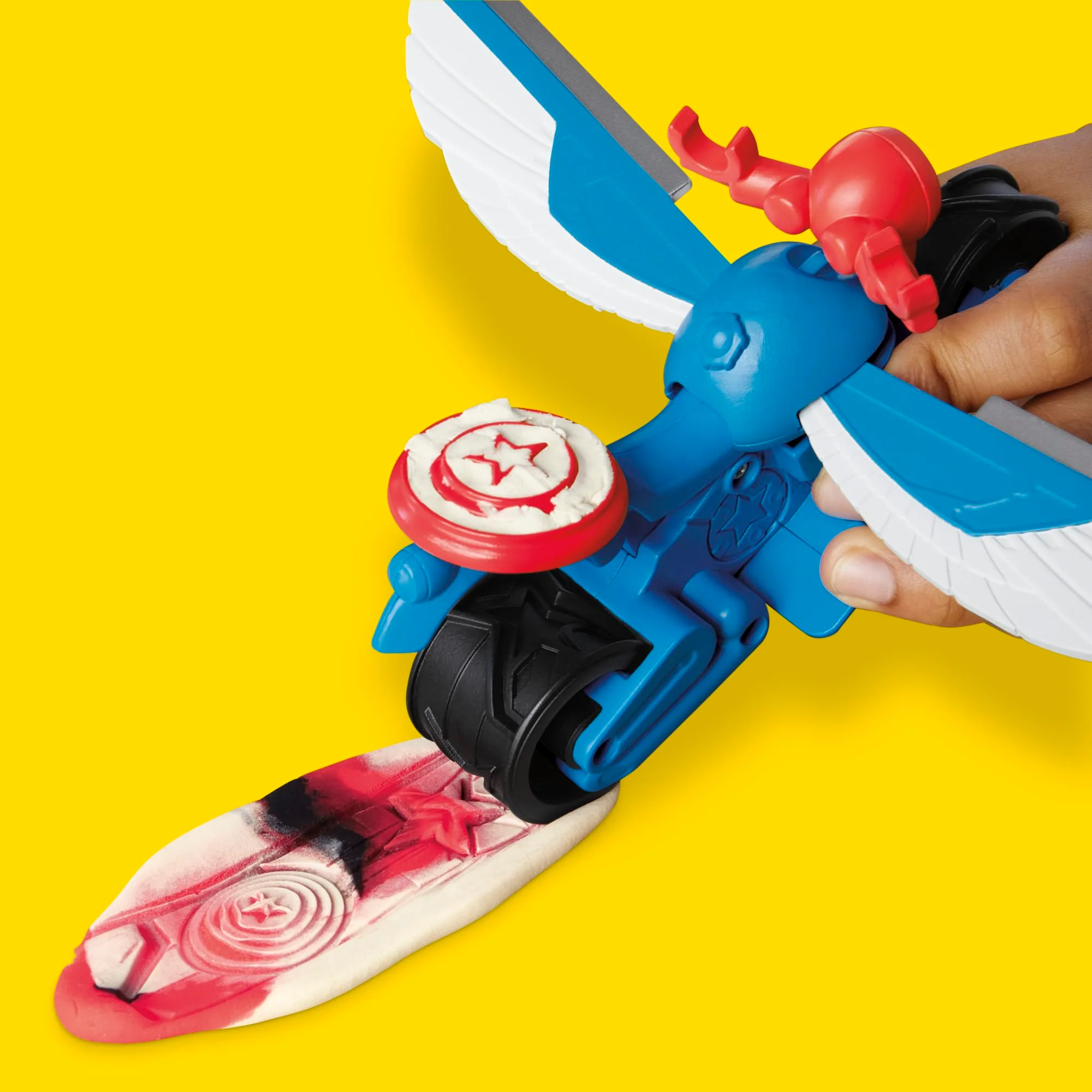 Play-Doh Marvel Captain America Moto-Slicer Playset with Bendy Action Figure, 3 Accessories, Imagination Toys for Kids 4 Years & Up - Image 6
