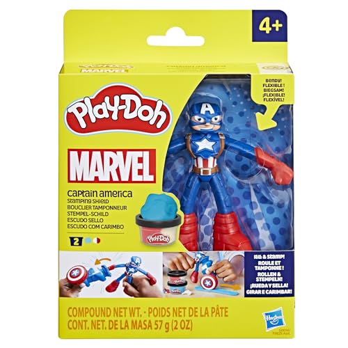 Play-Doh Marvel Captain America Stamping Shield with Bendy Action Figure, Imagination Toys for 4 Year Old Boys and Girls and Up - Image 10