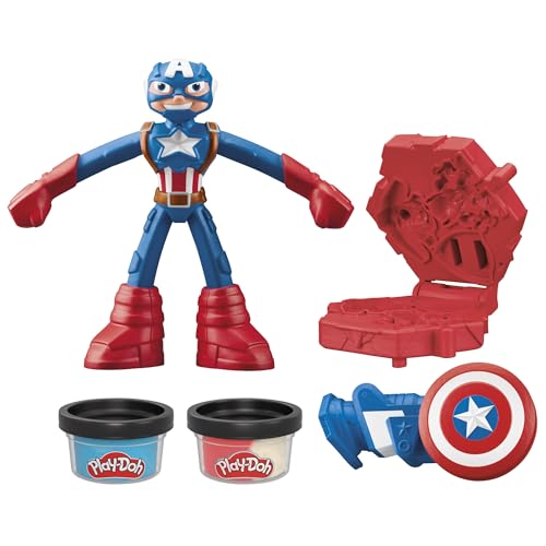 Play-Doh Marvel Captain America Stamping Shield with Bendy Action Figure, Imagination Toys for 4 Year Old Boys and Girls and Up - Image 11