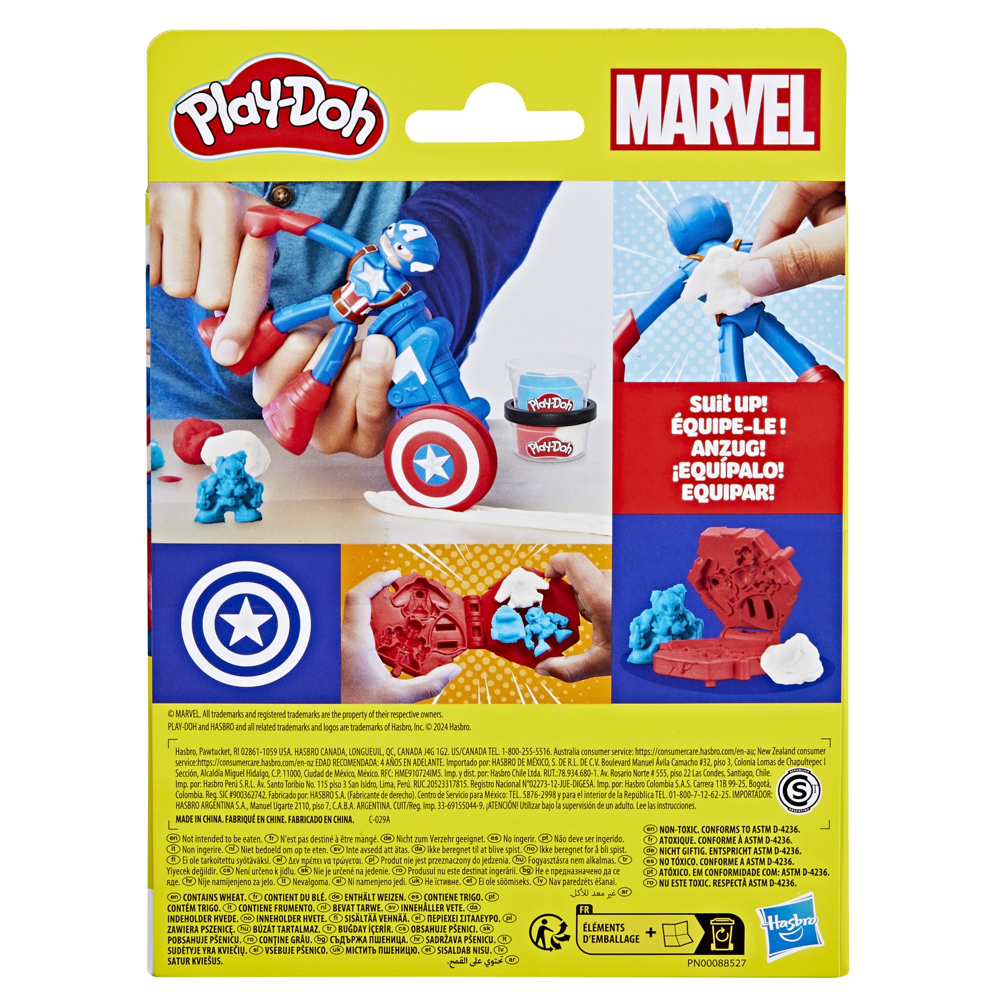 Play-Doh Marvel Captain America Stamping Shield with Bendy Action Figure, Imagination Toys for 4 Year Old Boys and Girls and Up - Image 2