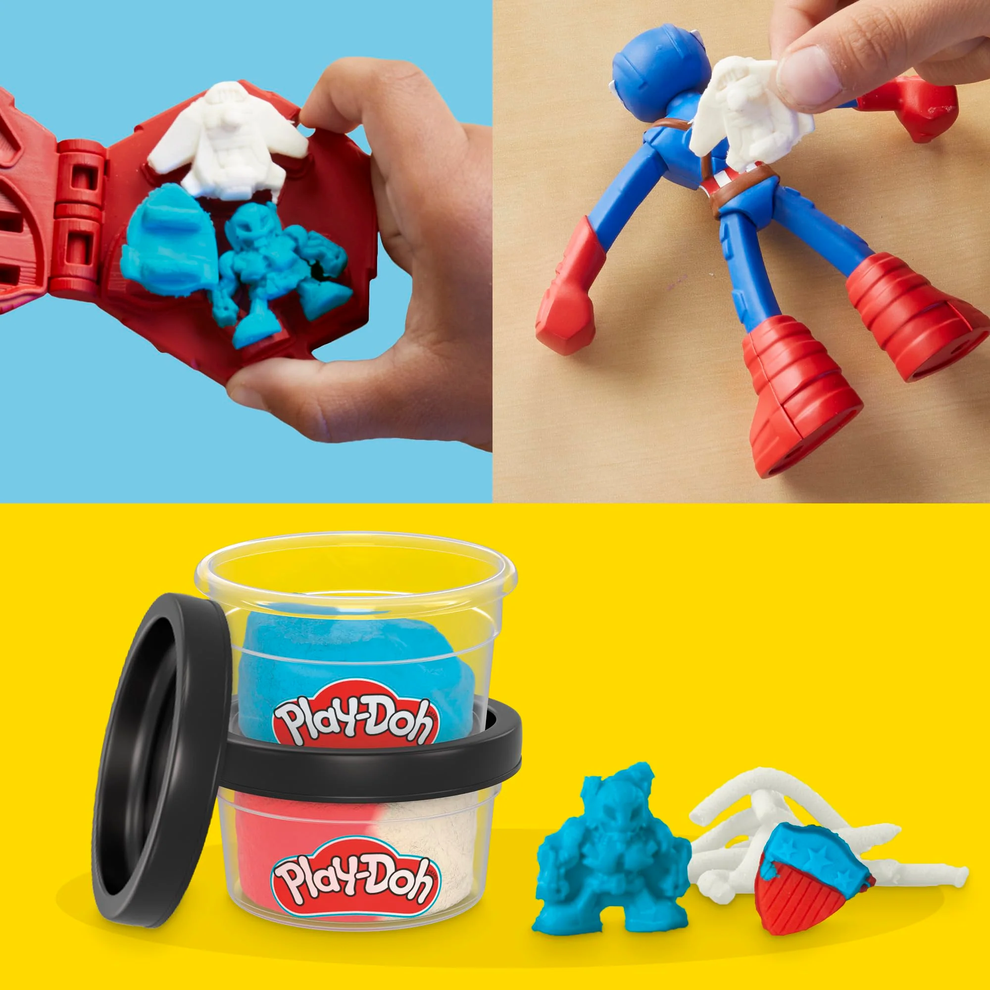 Play-Doh Marvel Captain America Stamping Shield with Bendy Action Figure, Imagination Toys for 4 Year Old Boys and Girls and Up - Image 5