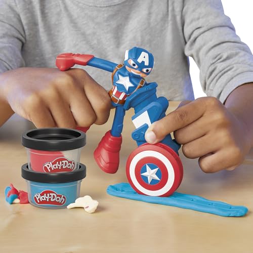 Play-Doh Marvel Captain America Stamping Shield with Bendy Action Figure, Imagination Toys for 4 Year Old Boys and Girls and Up - Image 9