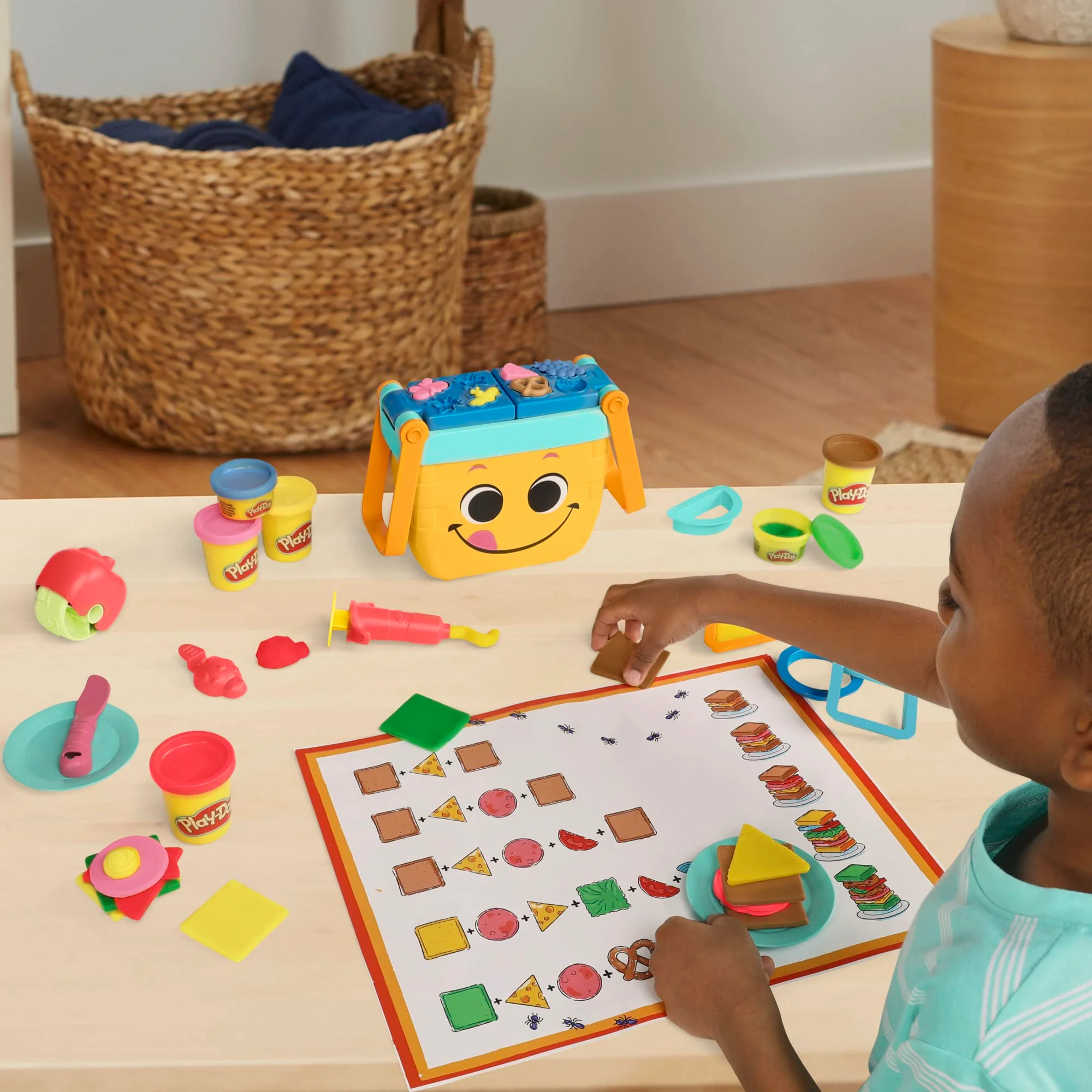 Play-Doh Picnic Shapes Starter Set, Preschool Toys for 3 Year Old Girls & Boys, Play Food, 12 Tools & 6 Modeling Compound Colors - Image 8