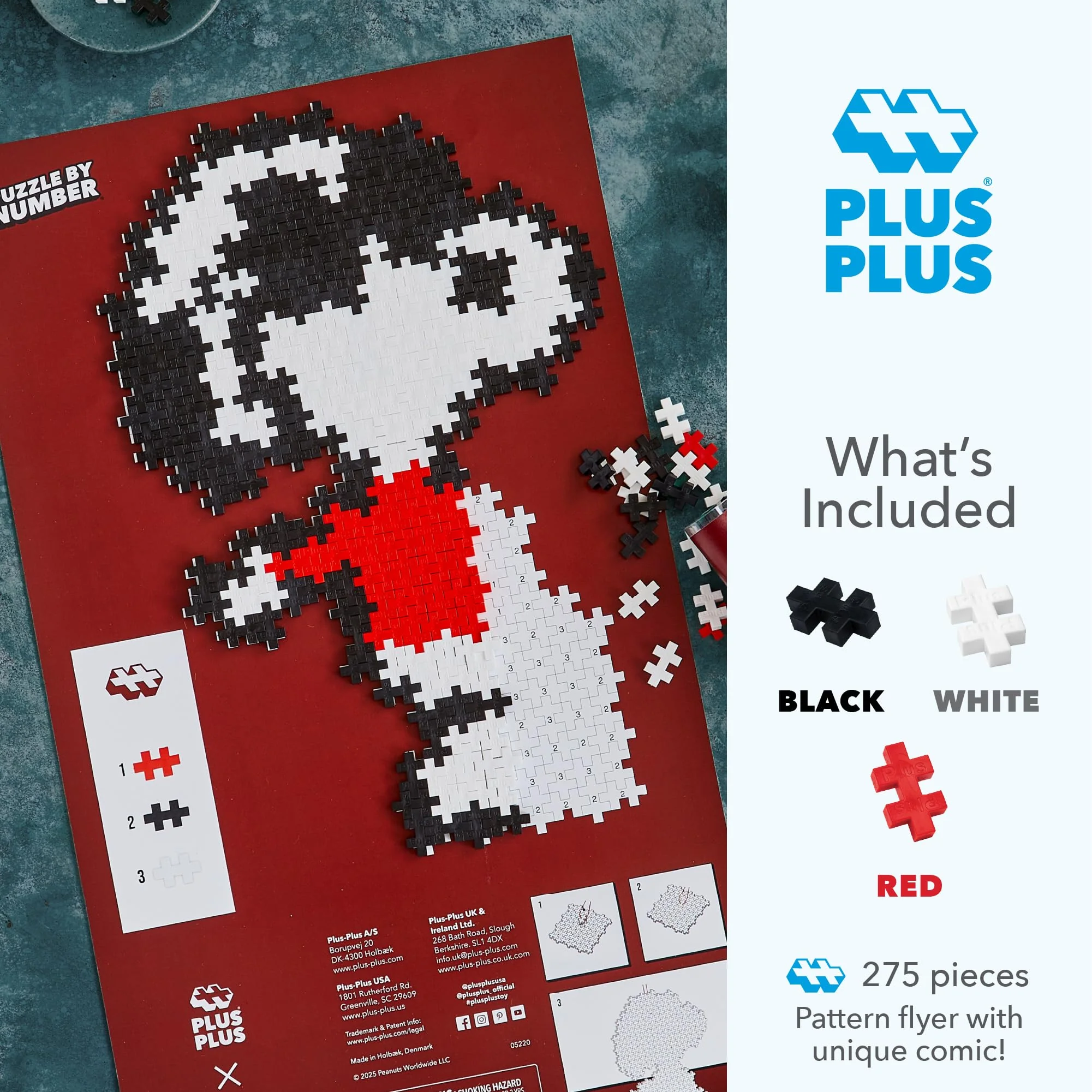 Plus Plus Puzzle By Number, 275 Piece Interlocking Mini Building Blocks, 2D Puzzle Stem Toy For Kids, Peanuts Merchandise - Joe Cool - Image 7