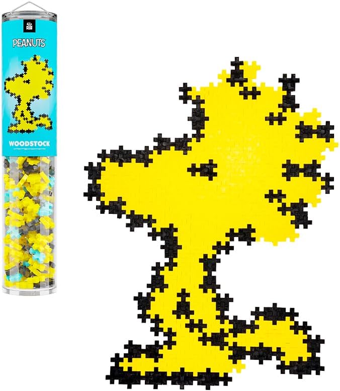 Plus Plus Puzzle By Number, 275 Piece Interlocking Mini Building Blocks, 2D Puzzle Stem Toy For Kids, Peanuts Merchandise -Woodstock