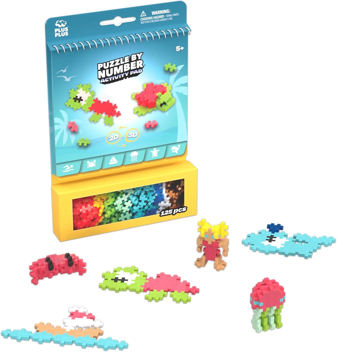 Plus Plus Puzzle By Number Activity Pad, Kids Travel Activities, Interlocking Mini Building Blocks, 3D Puzzle Stem Toy for Kids - Fairytale - Image 2