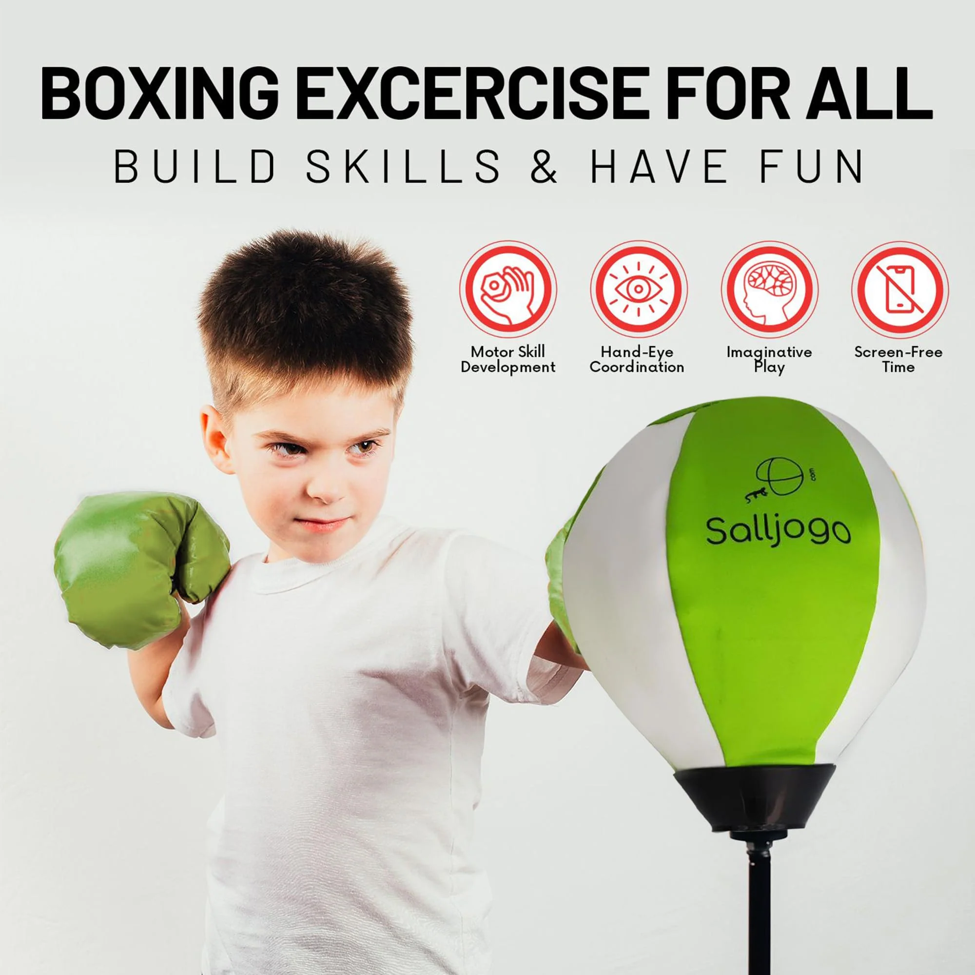 Punching Bag for Kids - Incl Boxing Ball with Stand Boxing Training Gloves & Hand Pump Adjustable Kids Punching Bag, GRET Gift 3-10 Years Boys & Girls ... - Image 2
