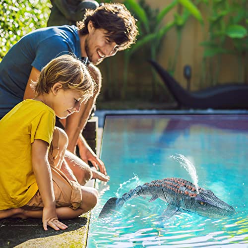 Remote Control Dinosaur Toys for Kids, Mosasaurus Diving Toys RC Boat with Light and Spray Water for Swimming Pool Lake Bathroom Ocean Protector Bath Toys - Image 3