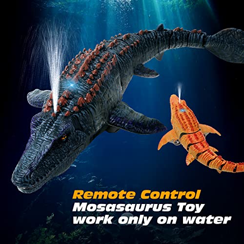 Remote Control Dinosaur Toys for Kids, Mosasaurus Diving Toys RC Boat with Light and Spray Water for Swimming Pool Lake Bathroom Ocean Protector Bath Toys - Image 5
