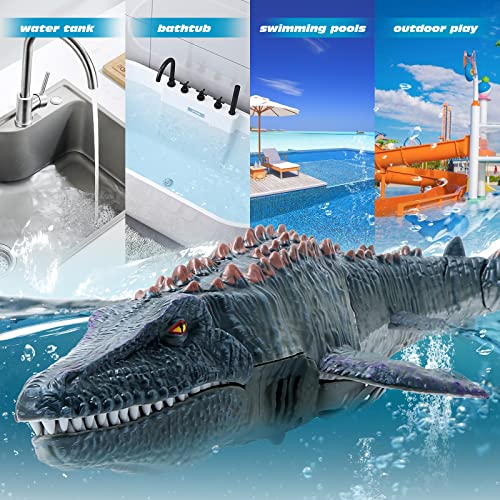 Remote Control Dinosaur Toys for Kids, Mosasaurus Diving Toys RC Boat with Light and Spray Water for Swimming Pool Lake Bathroom Ocean Protector Bath Toys - Image 7
