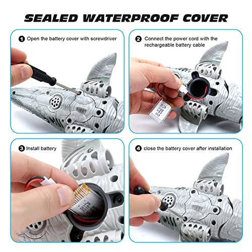 Remote Control Dinosaur Toys for Kids, Mosasaurus Diving Toys RC Boat with Light and Spray Water for Swimming Pool Lake Bathroom Ocean Protector Bath Toys - Image 8