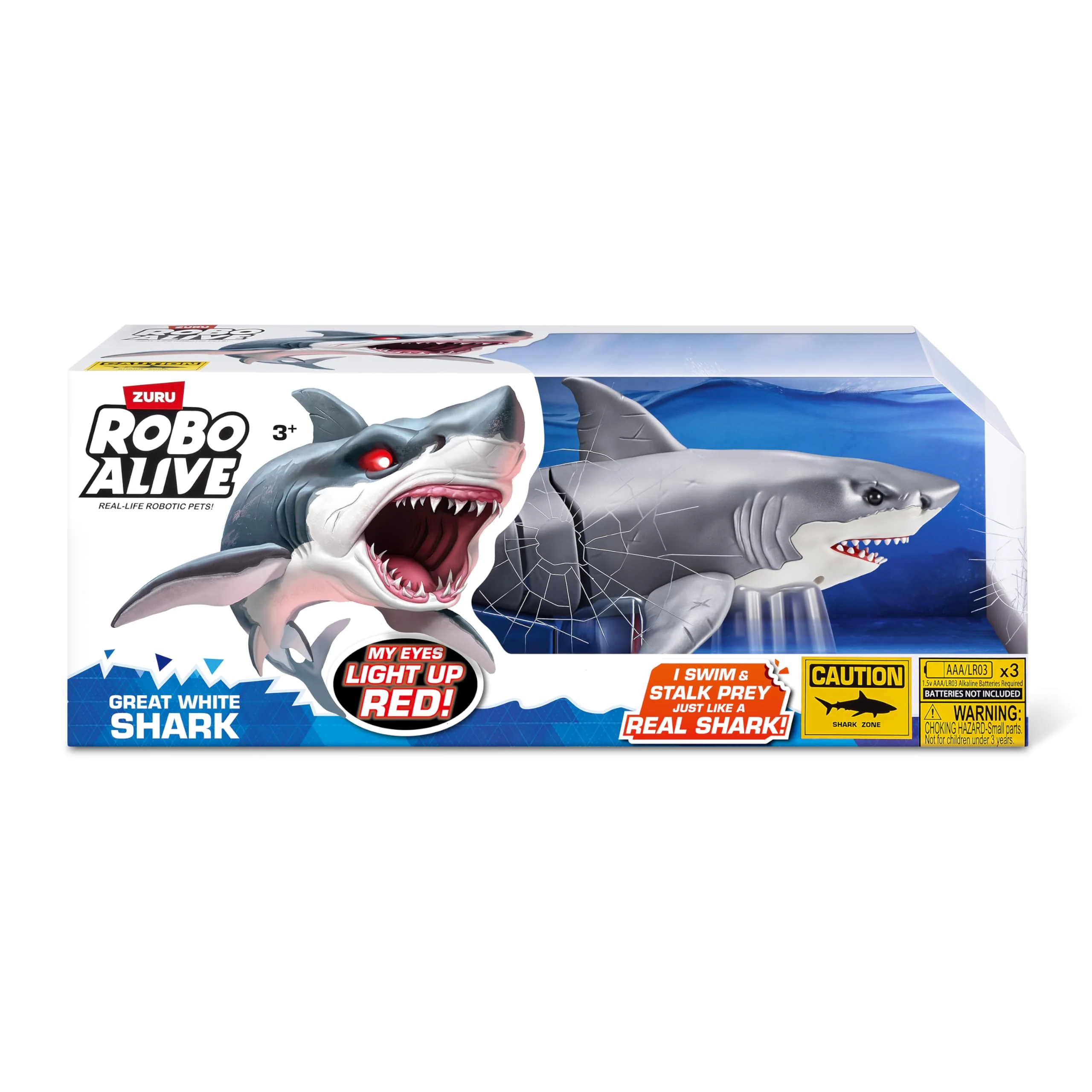 Robo Alive Great White Shark Series 1 by Zuru, Battery-Powered Robotic Light Up Shark, Summer Pool & Bath Toy - Image 2