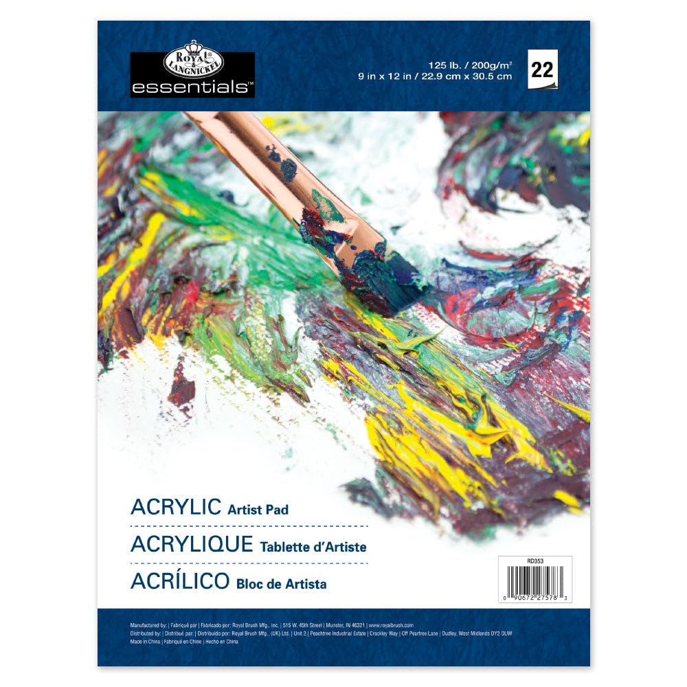 Royal Brush Royal Langnickel 22-Sheet Oil and Acrylic Essentials Artist Paper Pad, 9-Inch by 12-Inch