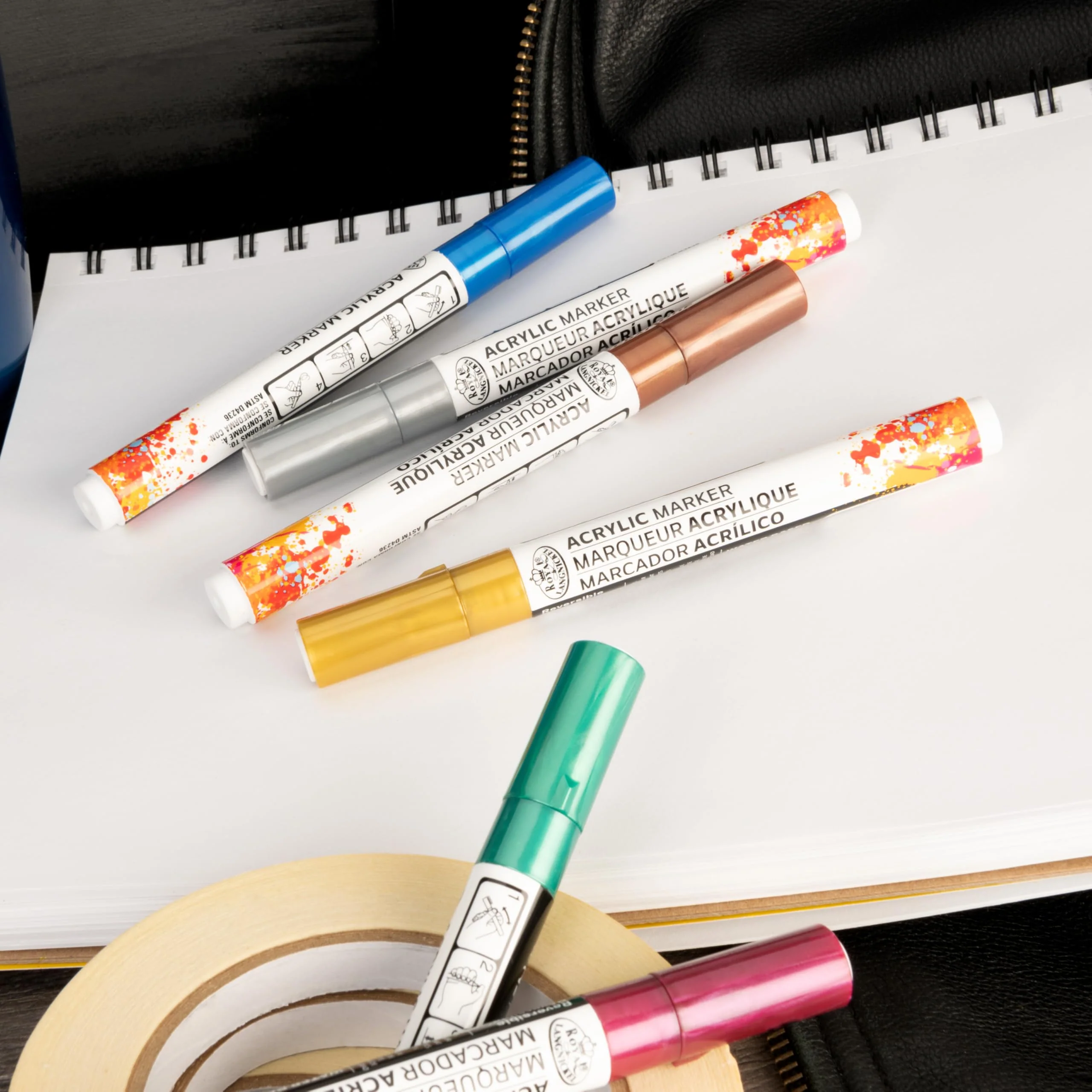 Royal & Langnickel 6 Piece Acrylic Reversible Tip Metallic Markers, 2mm - Image 2