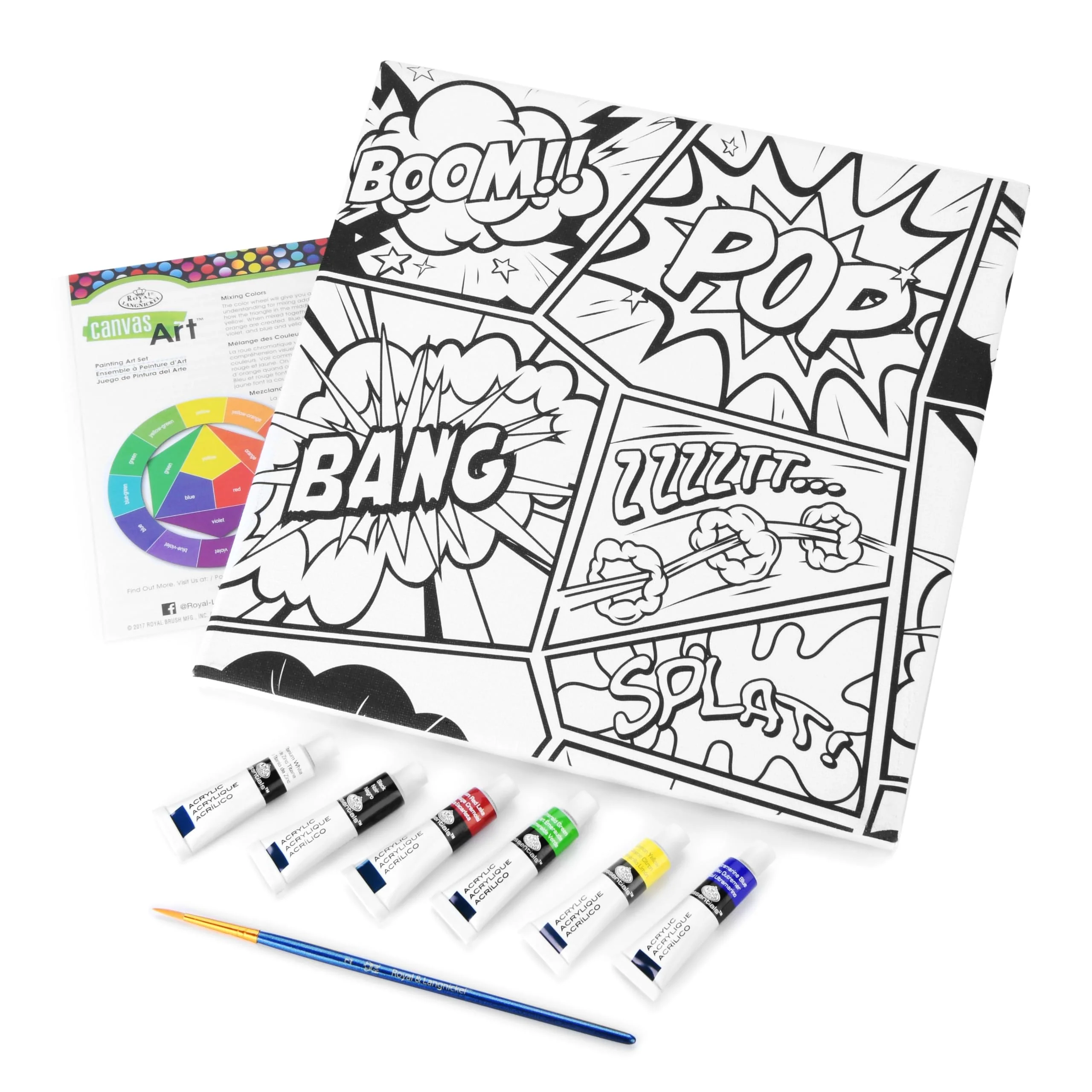 Royal & Langnickel 9pc Canvas Art Painting Art Set, Comic Strip