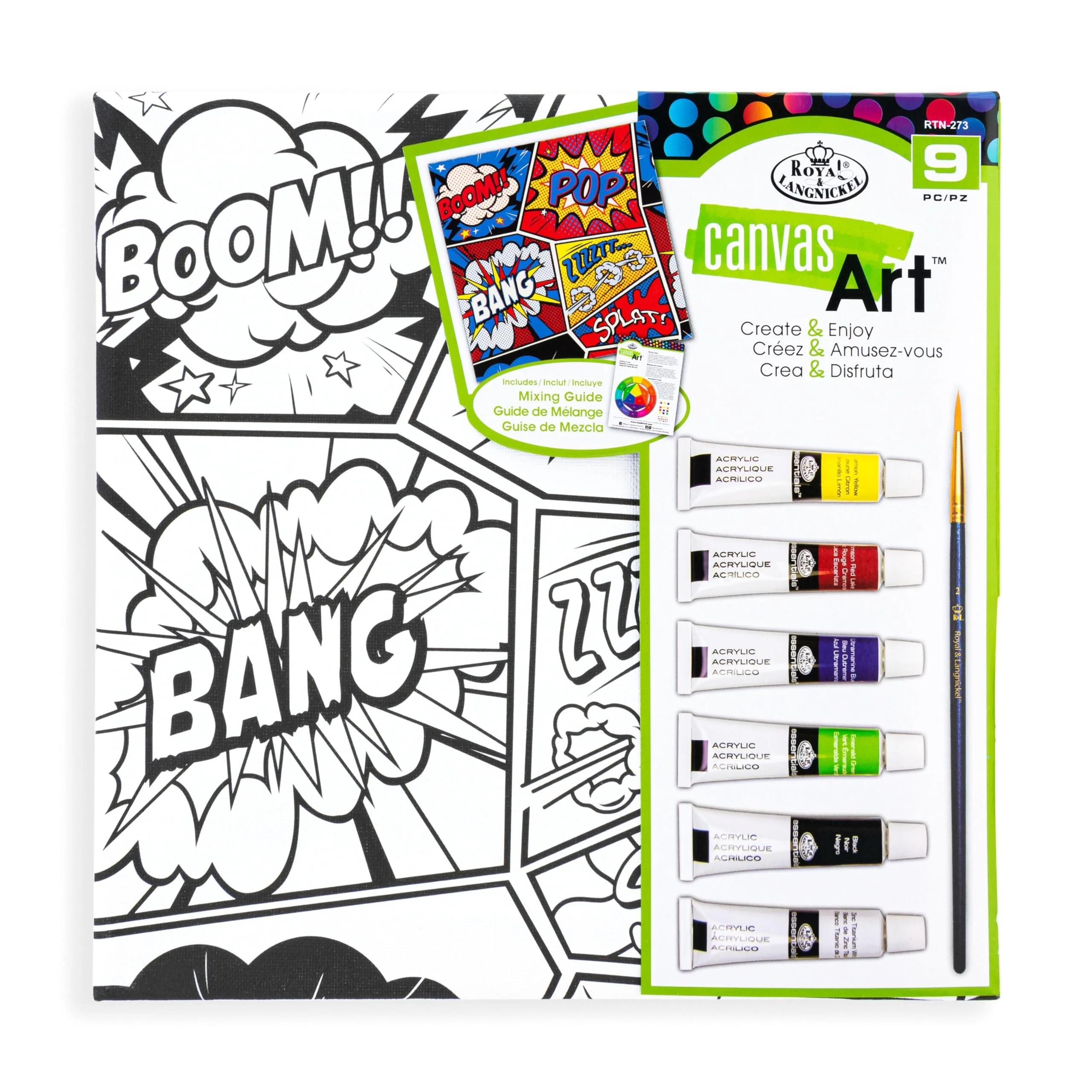 Royal & Langnickel 9pc Canvas Art Painting Art Set, Comic Strip - Image 2
